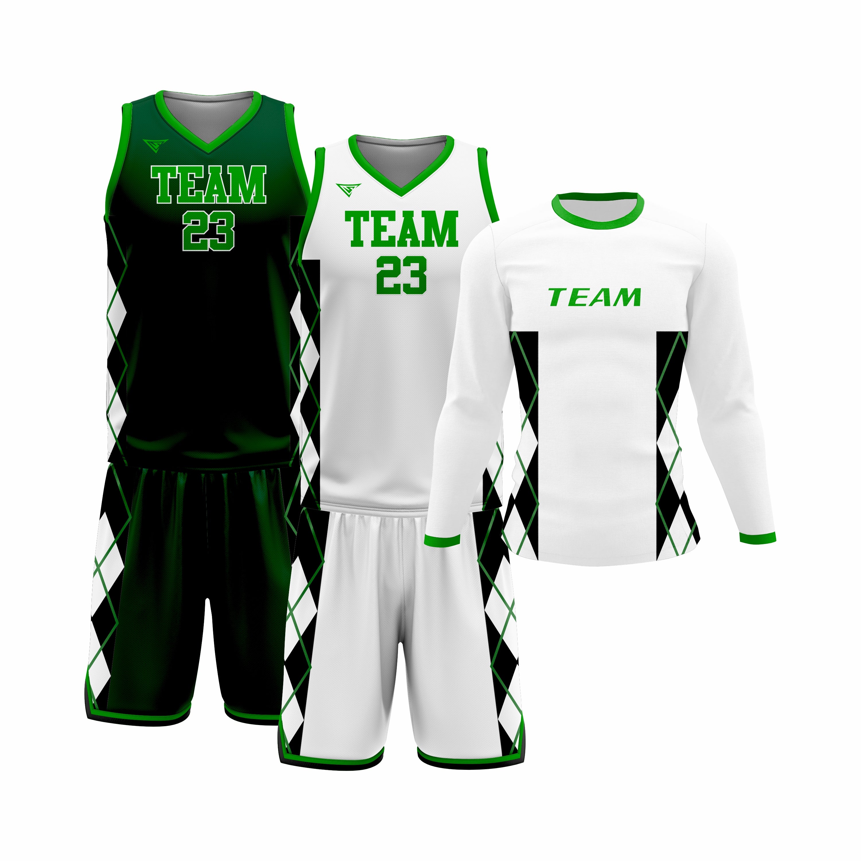 Custom White Green Basketball Team Uniform Package - Pro