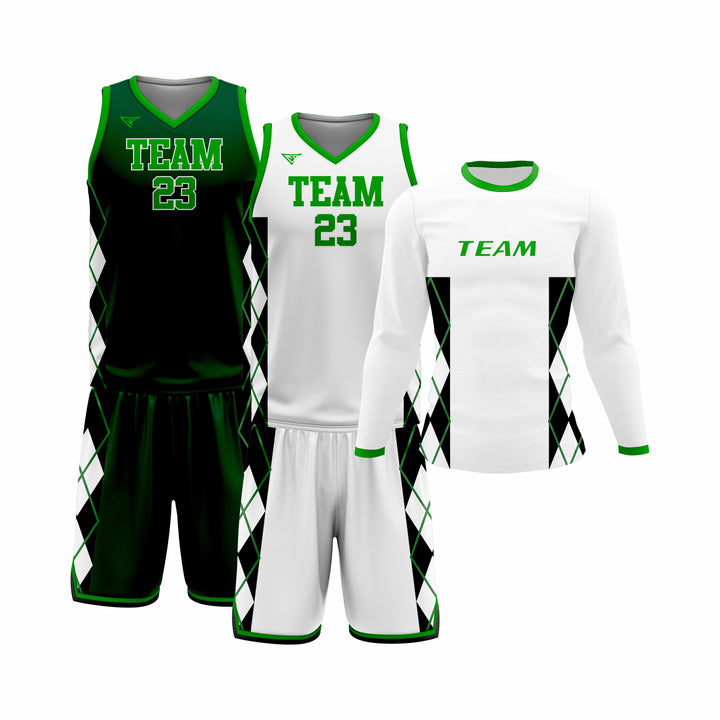 Custom White Green Basketball Team Uniform Package - Pro