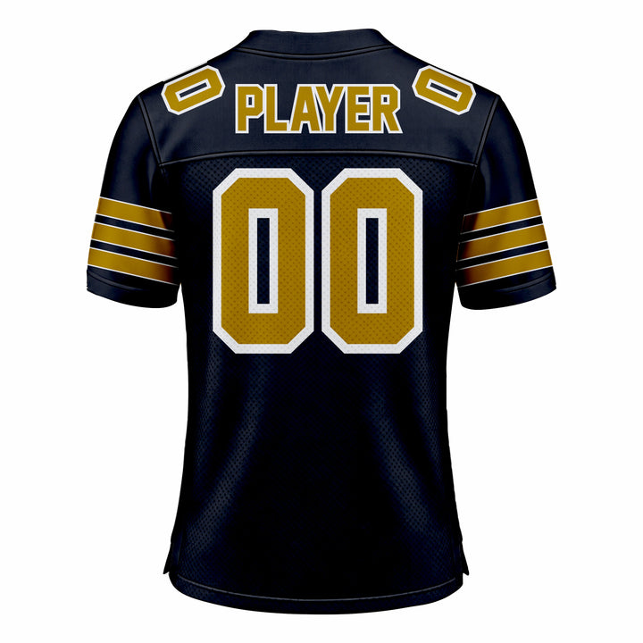 Custom Dark Blue & Orange American Football Fan Jersey