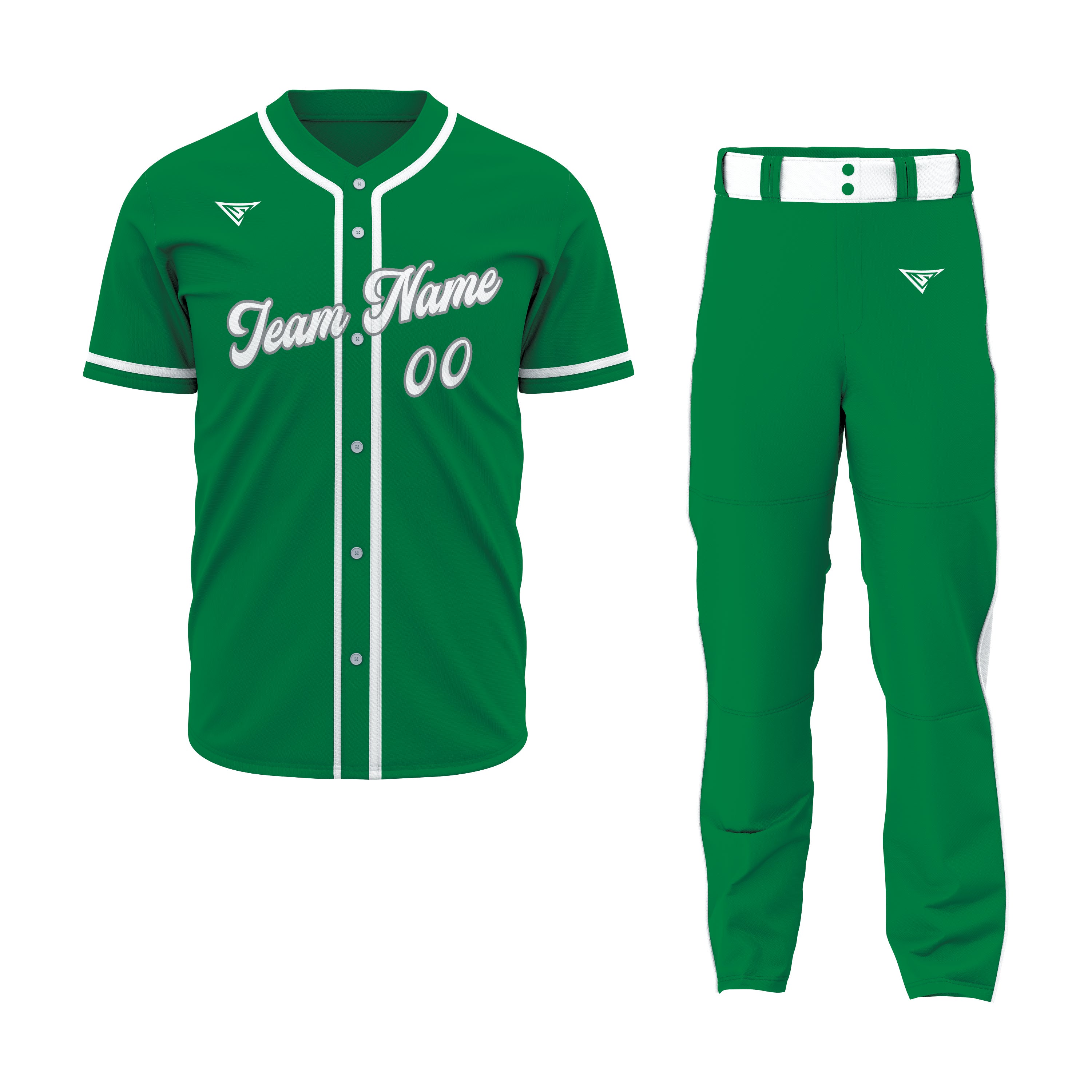 CUSTOM GREEN WHITE BASEBALL UNIFORM