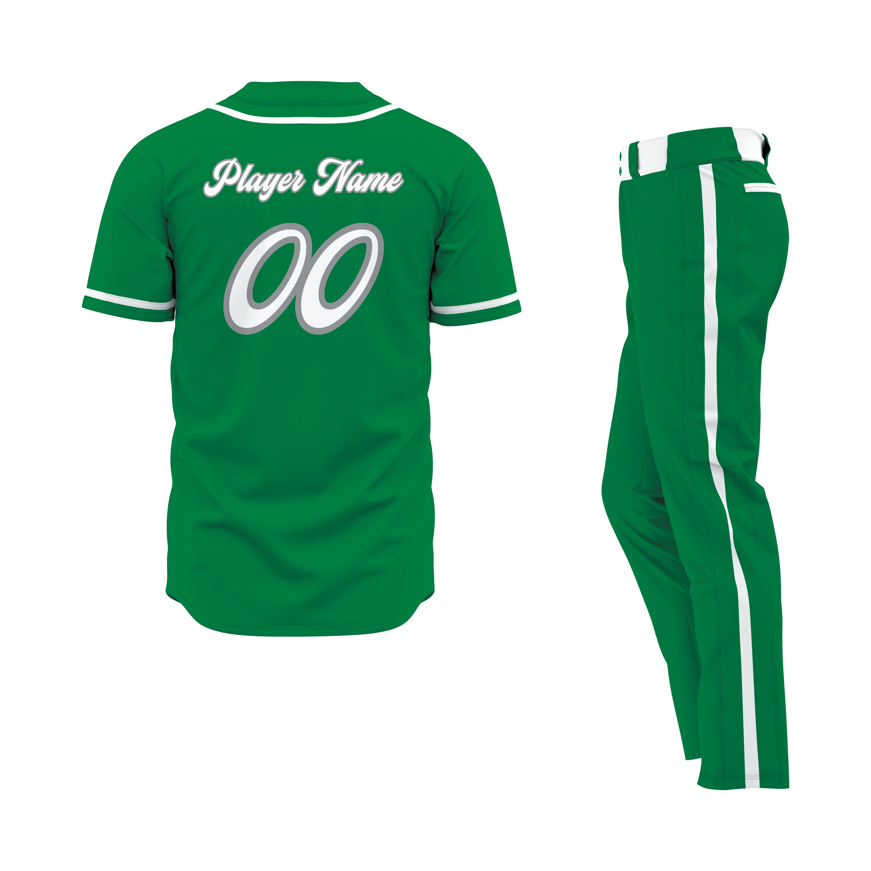 CUSTOM GREEN WHITE BASEBALL UNIFORM