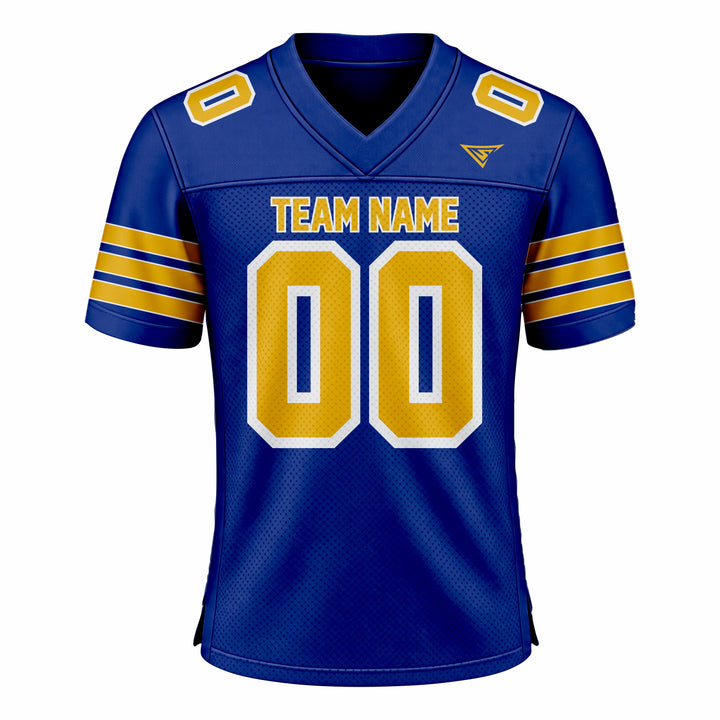 Custom Navy Blue & Yellow American Football Fan Jersey