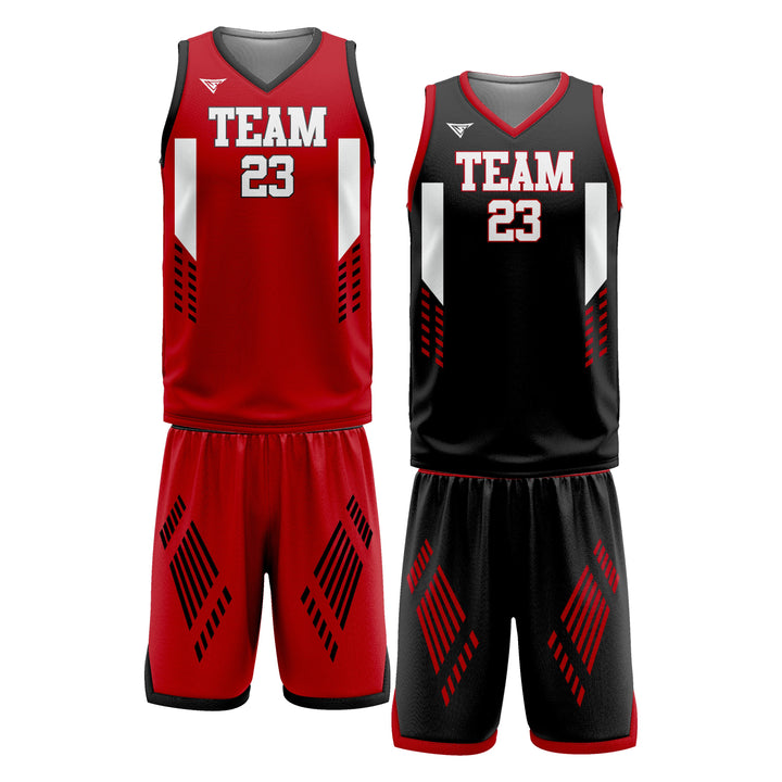 Custom Red Black White Double Side Basketball Uniform Set | Sports Custom Uniform