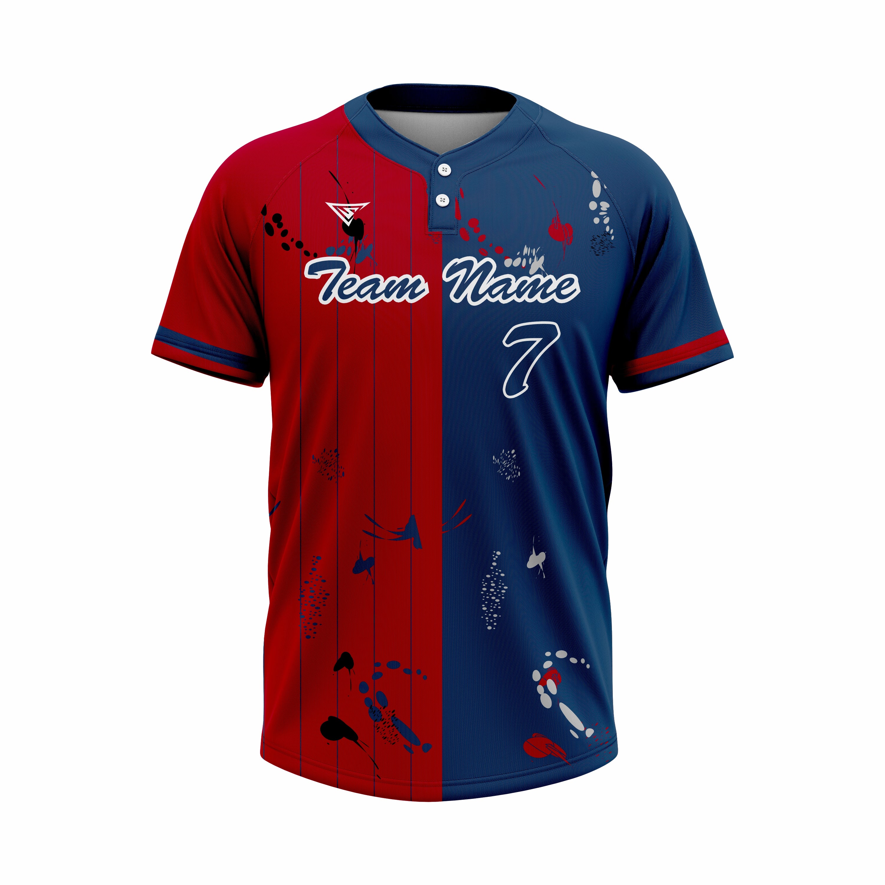 Custom Dark Blue & Red Authentic Baseball two Buttons Jersey