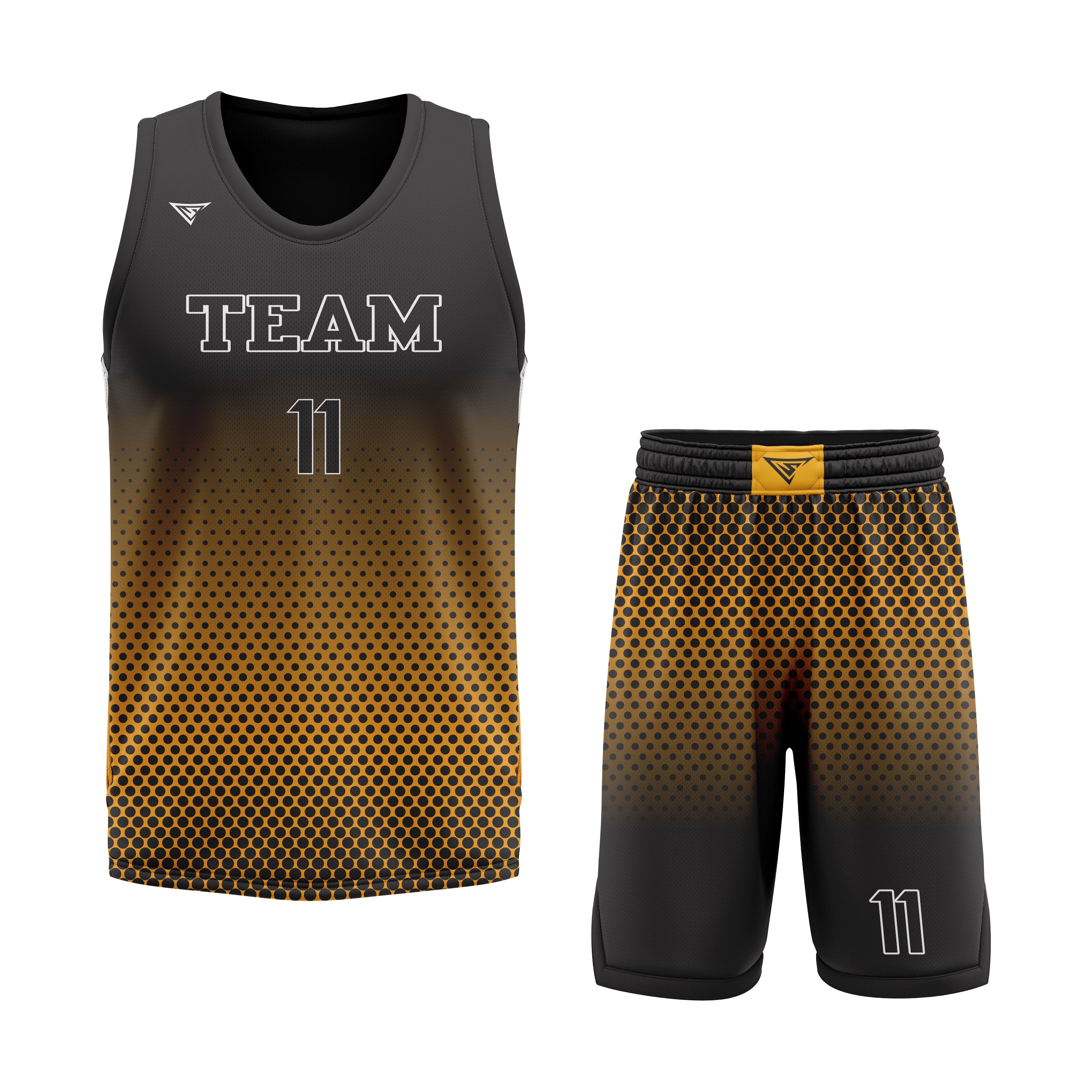 CUSTOM BLACK MUSTARD BASKETBALL UNIFORM