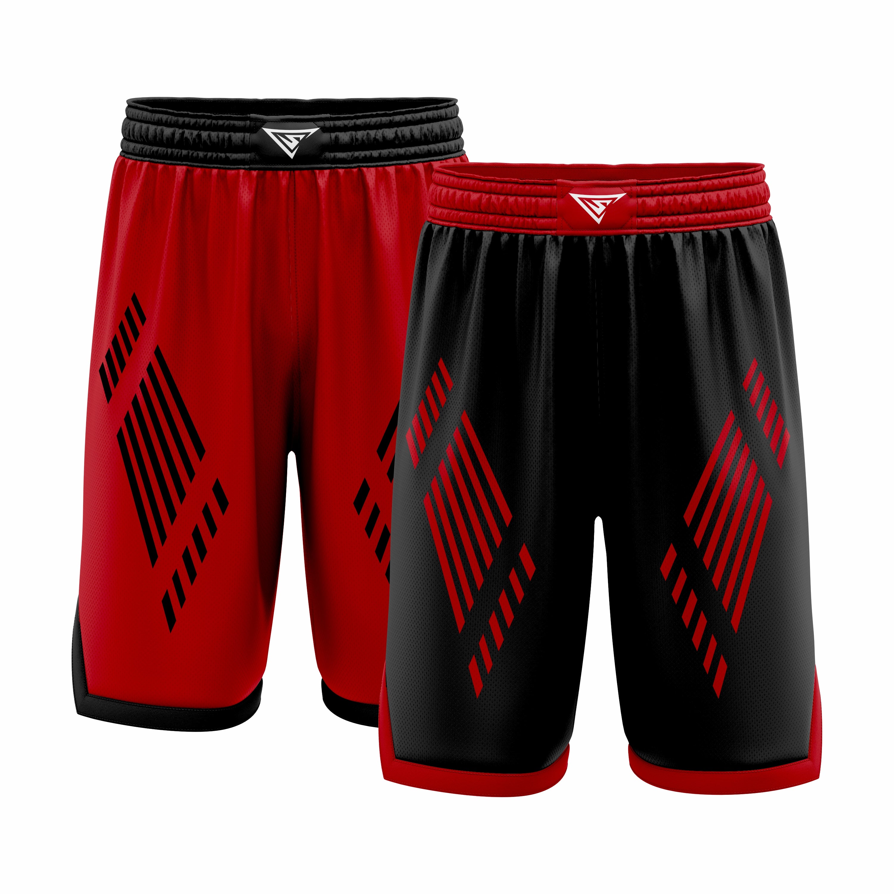 Custom Red & Black Reversible Double Side Sublimation Basketball Short