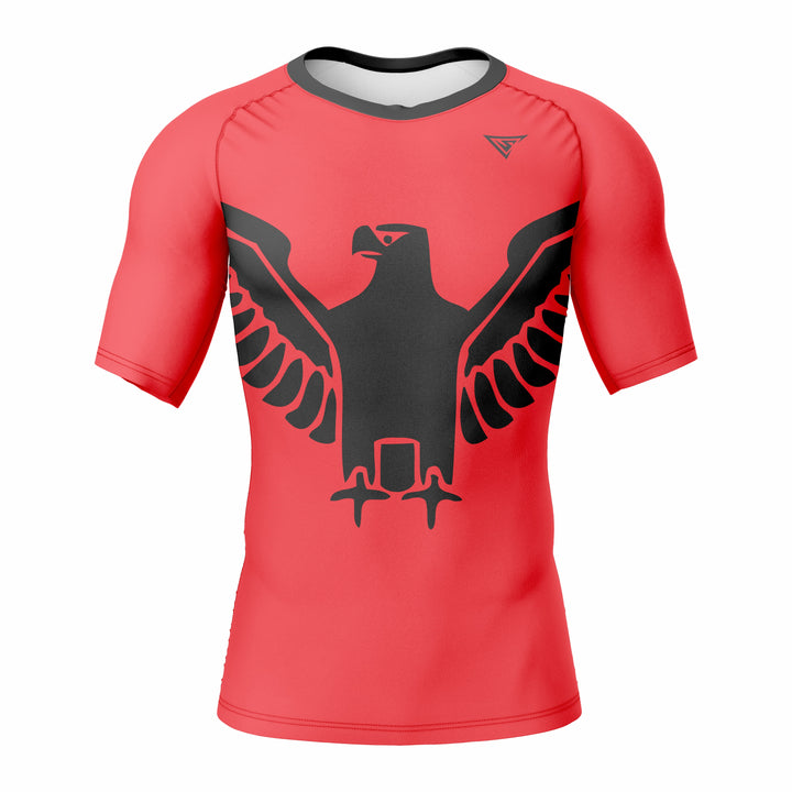 Custom Red Black Authentic Short Sleeve Compression Shirt