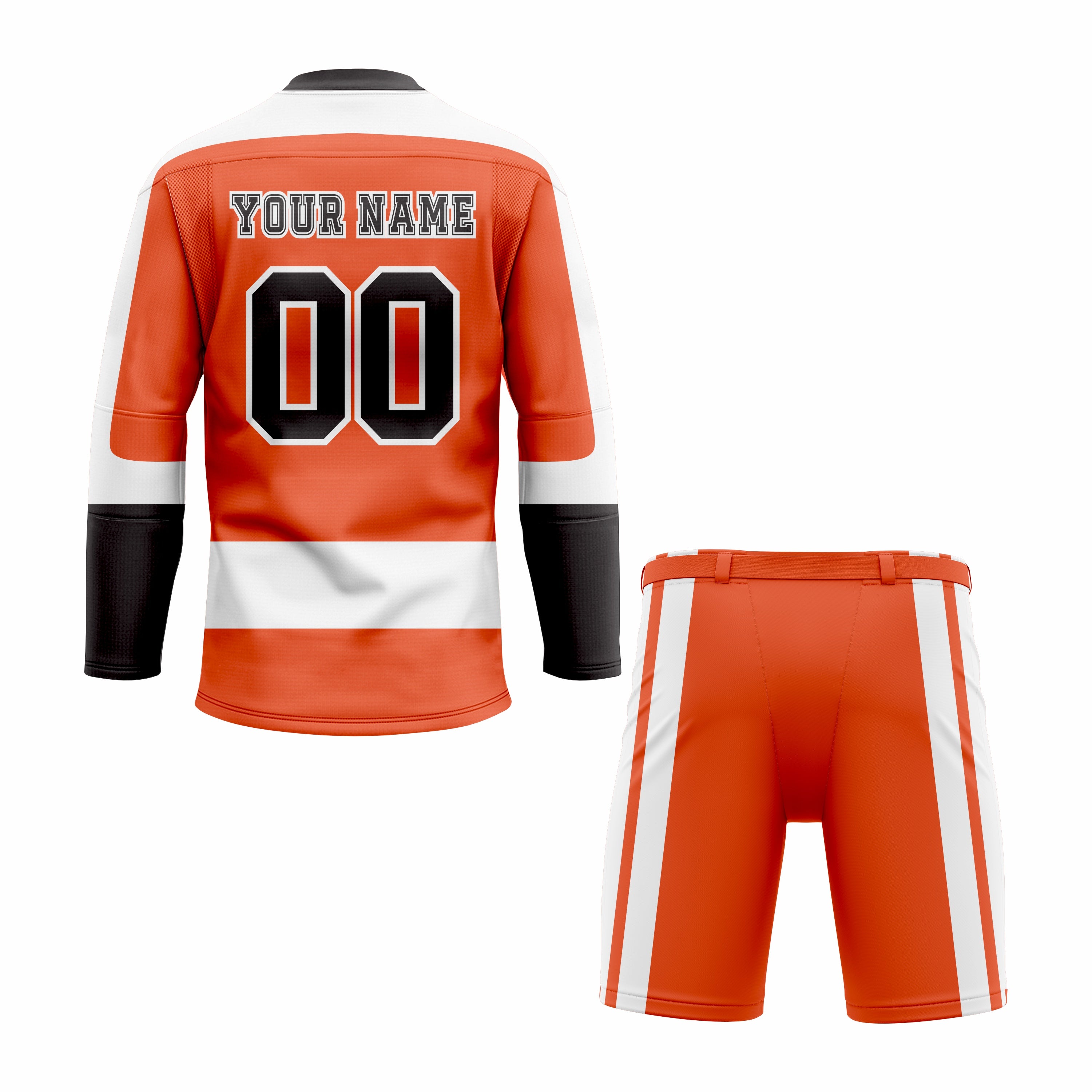 CUSTOM BLACK ORANGE HOCKEY UNIFORM