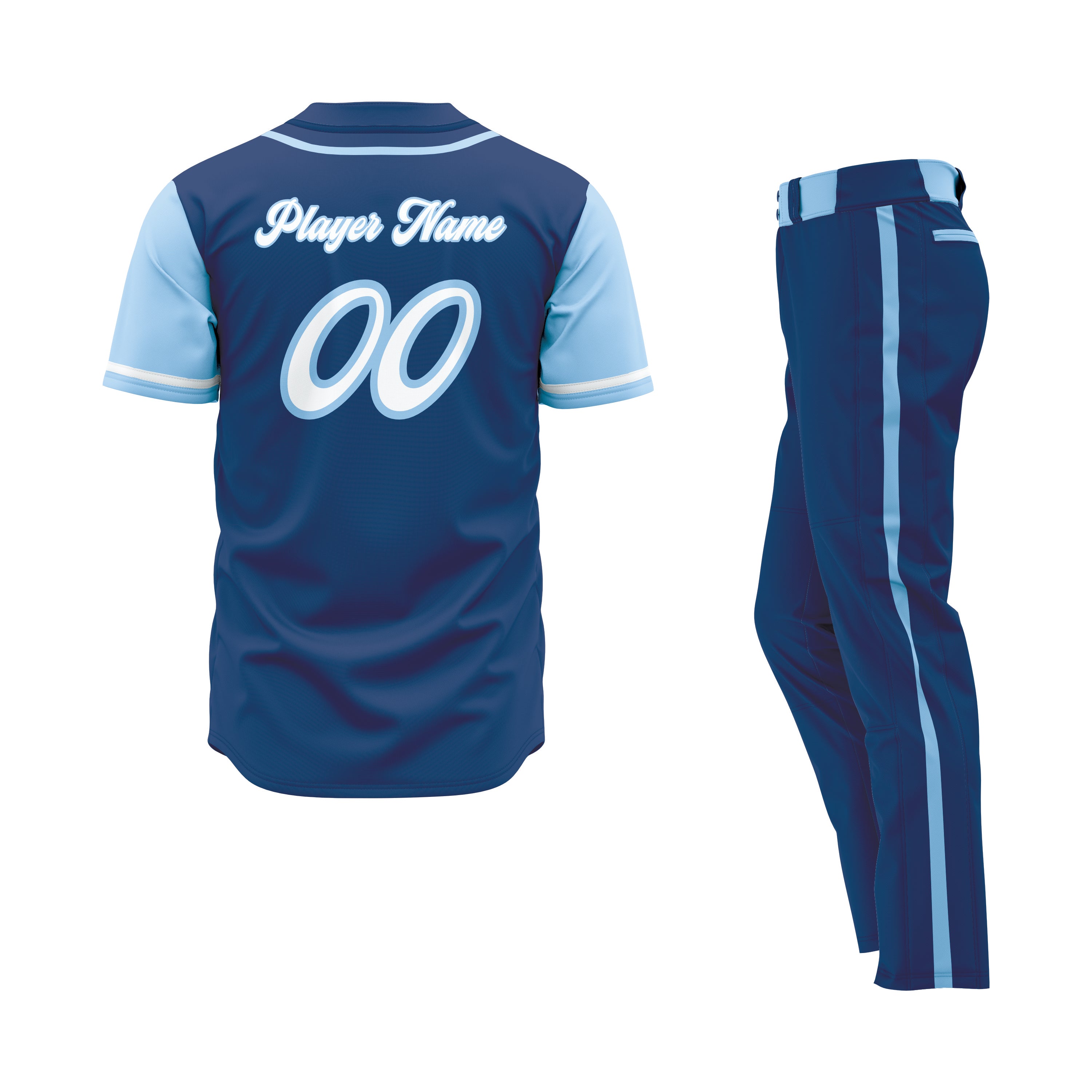 CUSTOM LIGHT BLUE ROYAL BASEBALL UNIFORM