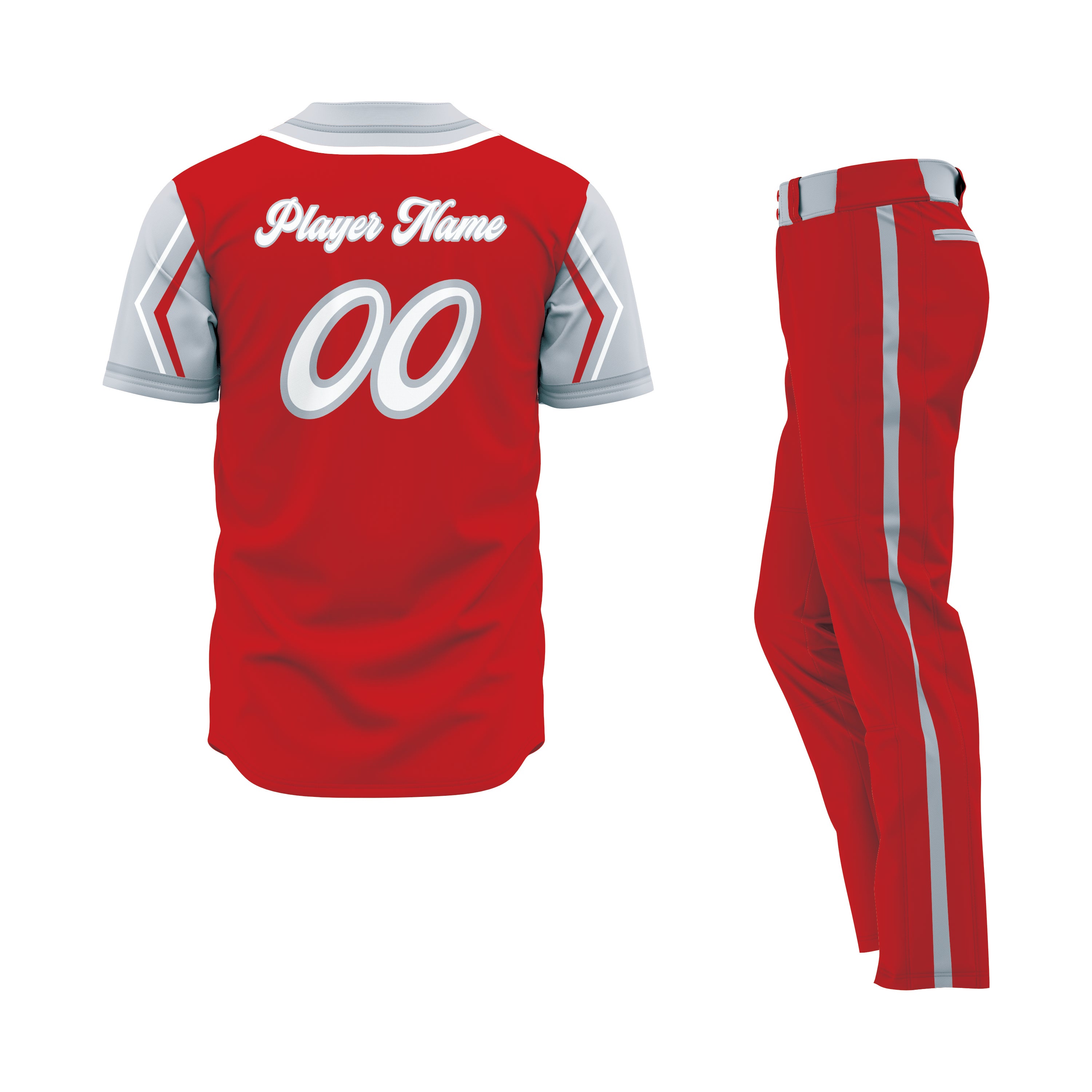 CUSTOM RED GRAY BASEBALL UNIFORM