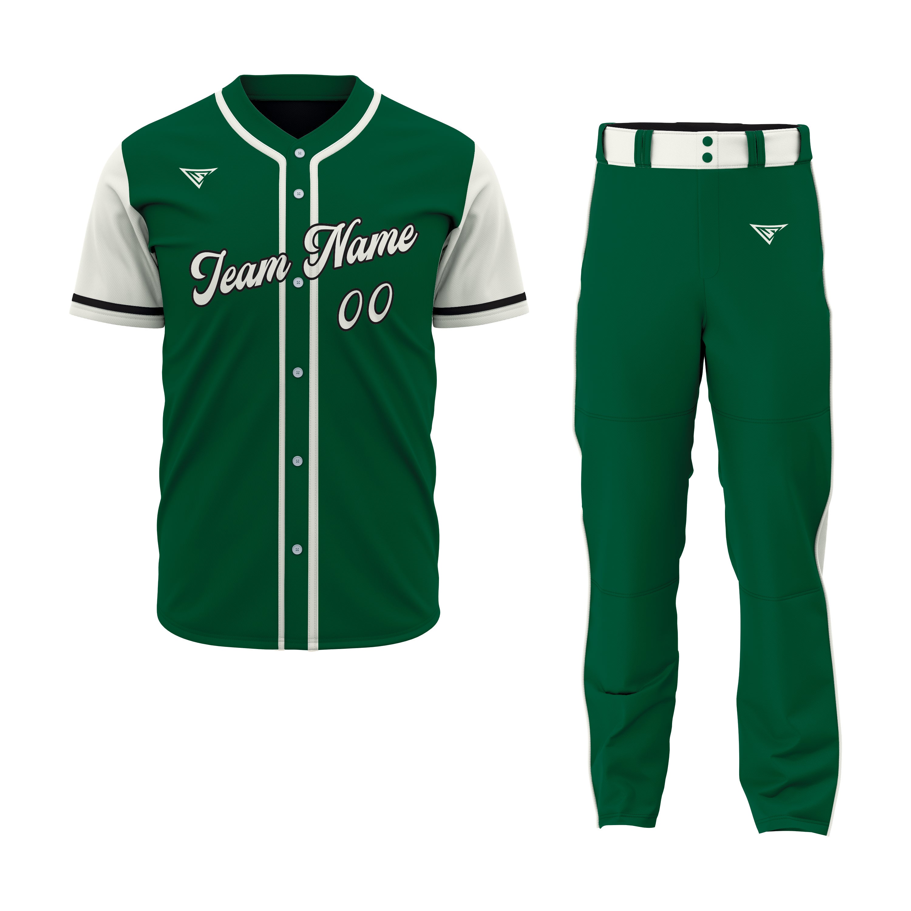 CUSTOM GREEN WHITE BASEBALL UNIFORM