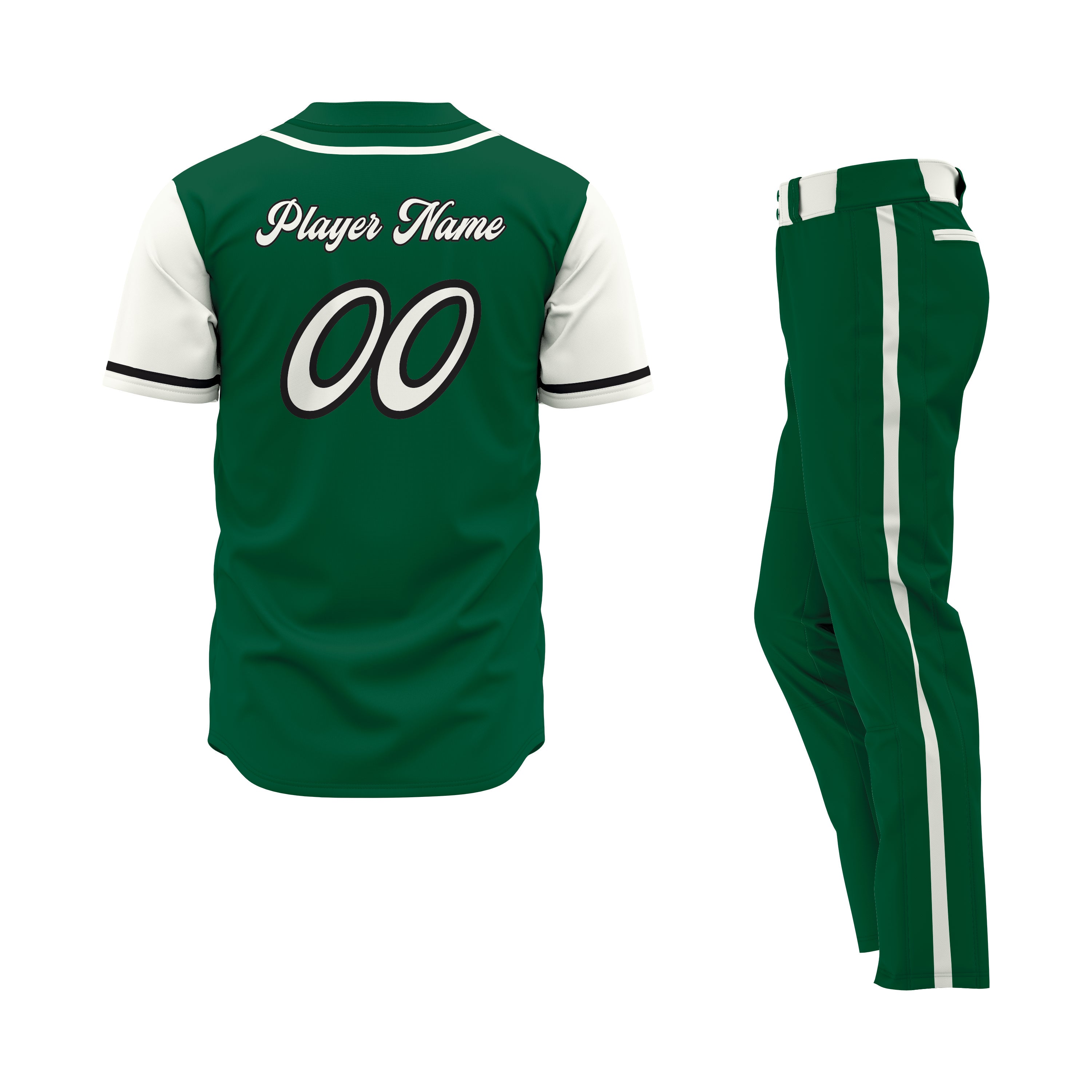 CUSTOM GREEN WHITE BASEBALL UNIFORM