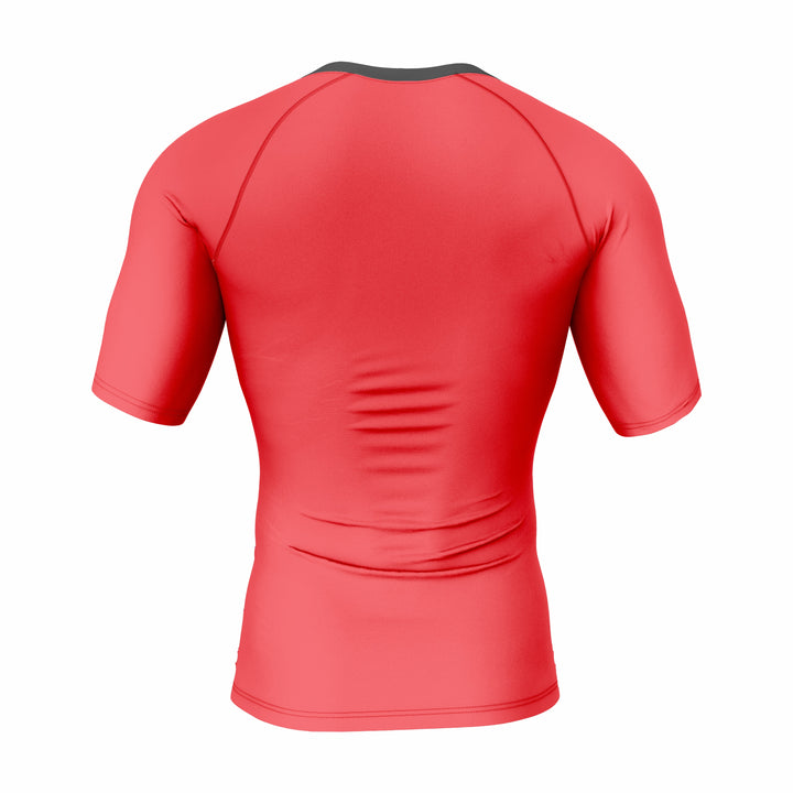 Custom Red Black Authentic Short Sleeve Compression Shirt