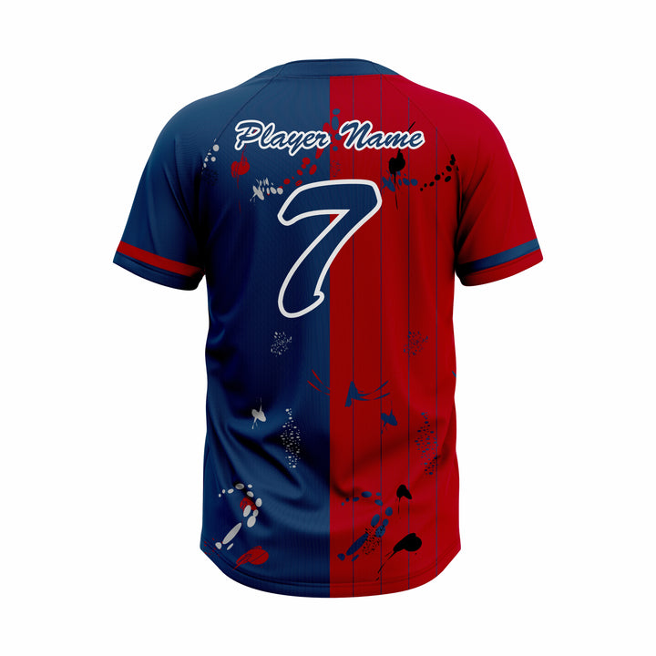 Custom Dark Blue & Red Authentic Baseball two Buttons Jersey