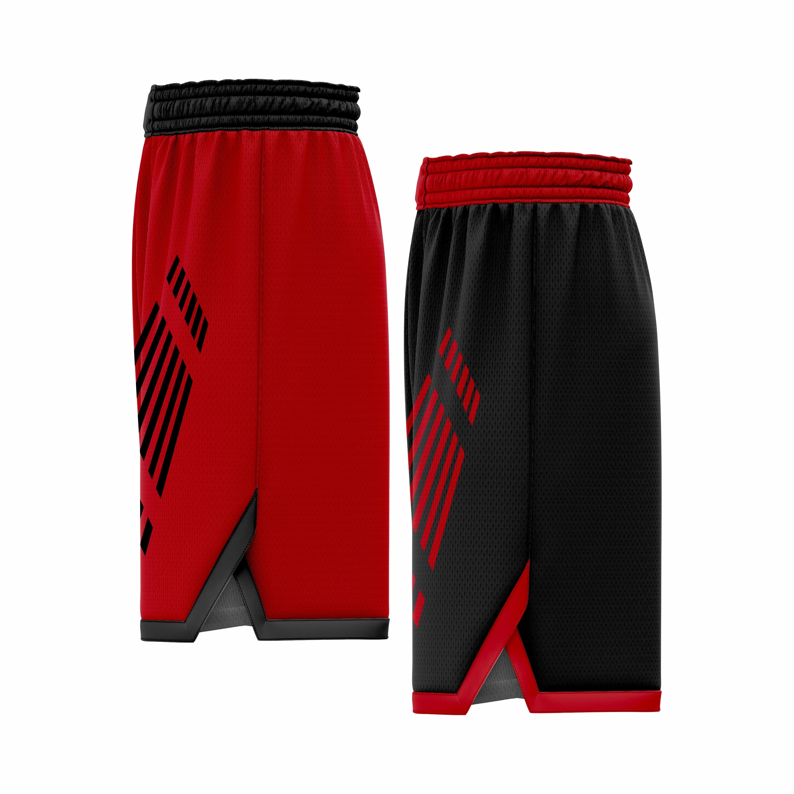 Custom Red & Black Reversible Double Side Sublimation Basketball Short