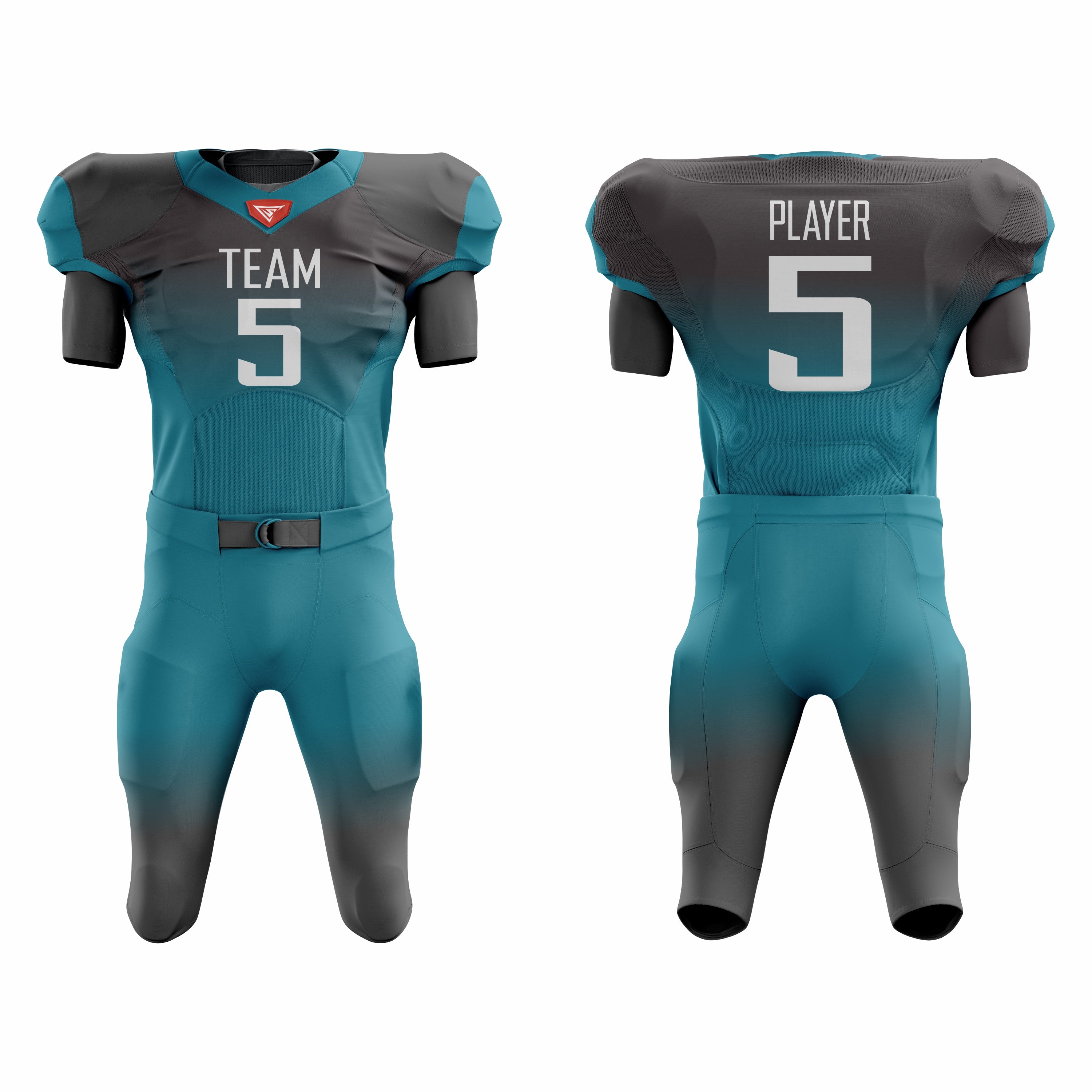 CUSTOM BLACK TEAL AMERICAN FOOTBALL UNIFORM