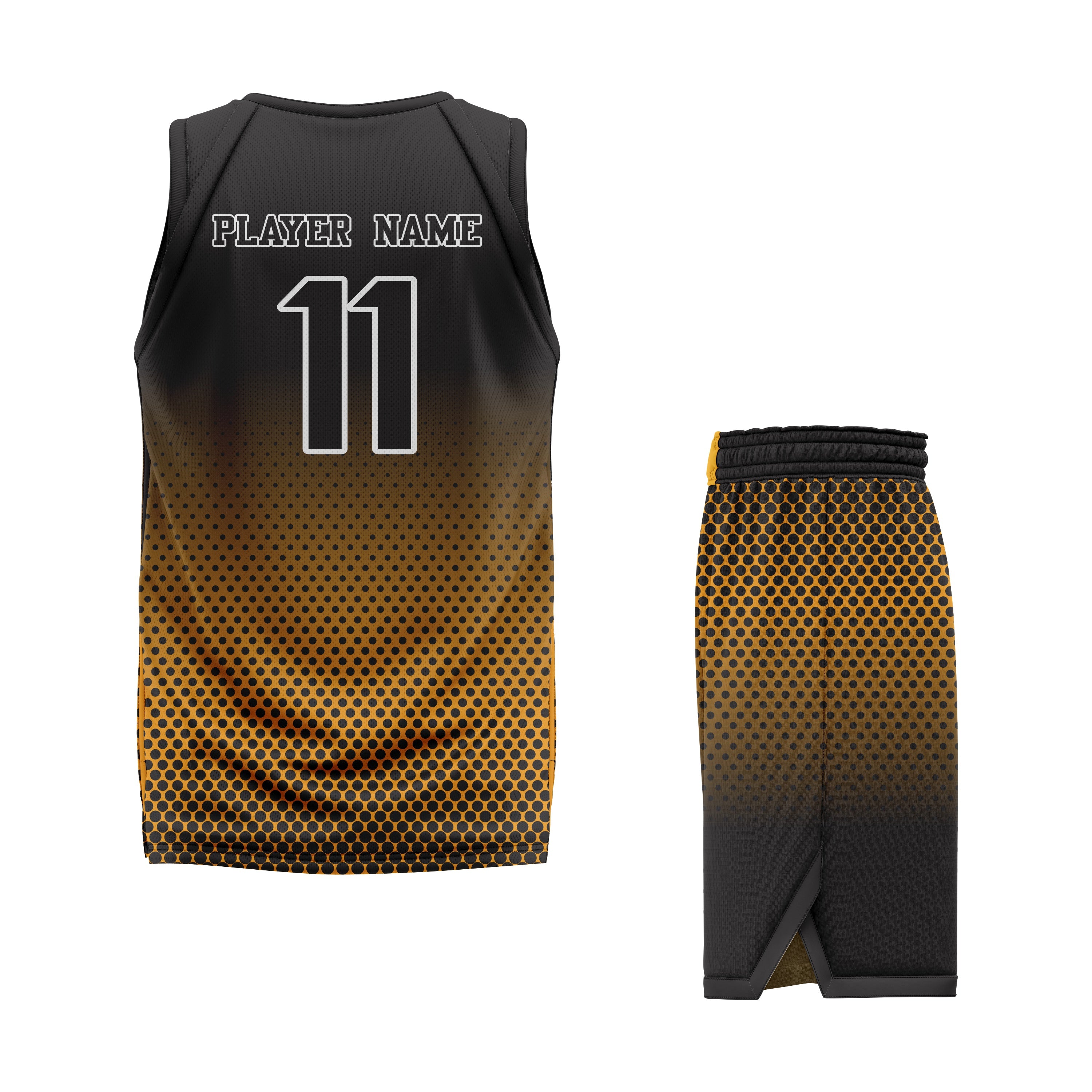 CUSTOM BLACK MUSTARD BASKETBALL UNIFORM
