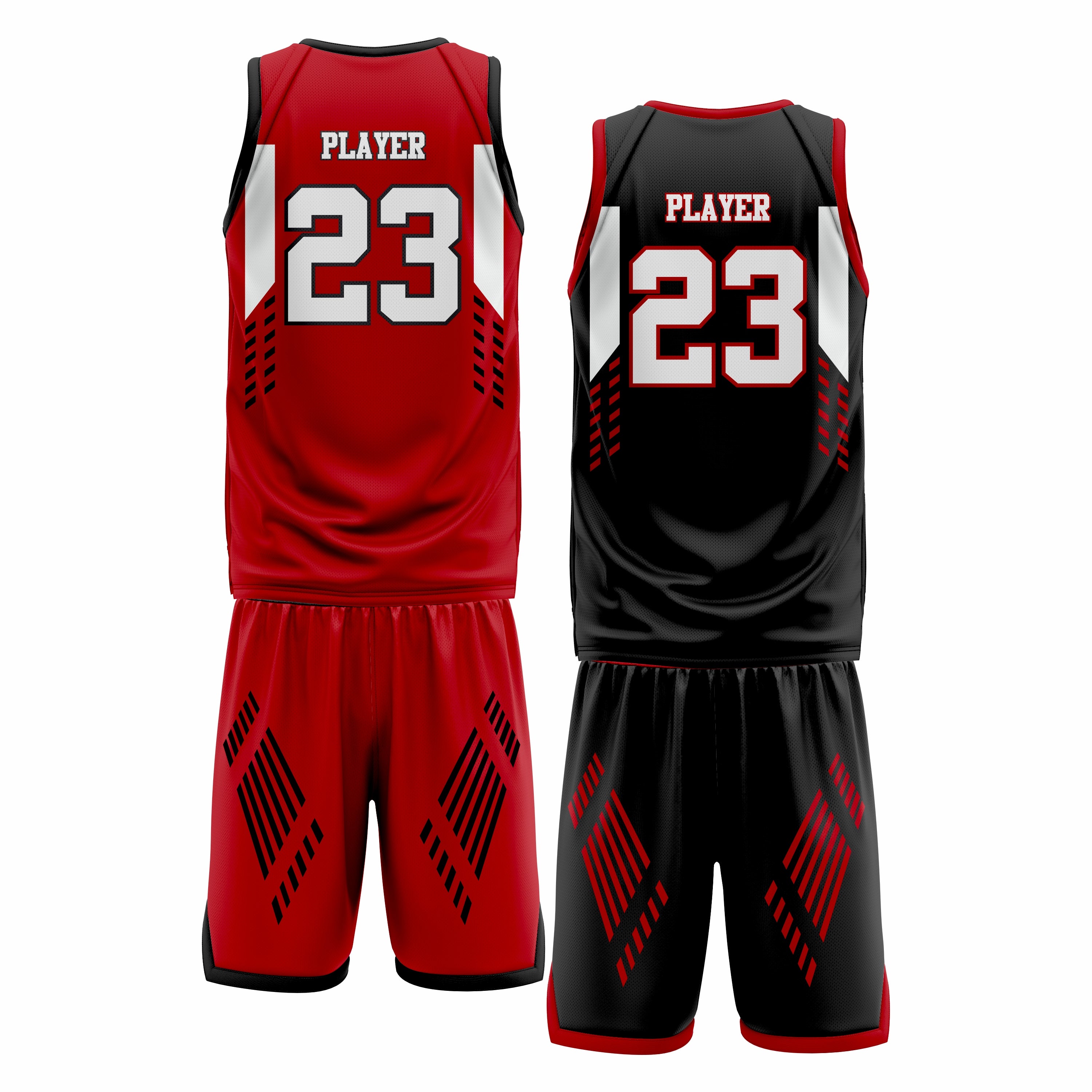 Custom Red Black White Double Side Basketball Uniform Set | Sports Custom Uniform