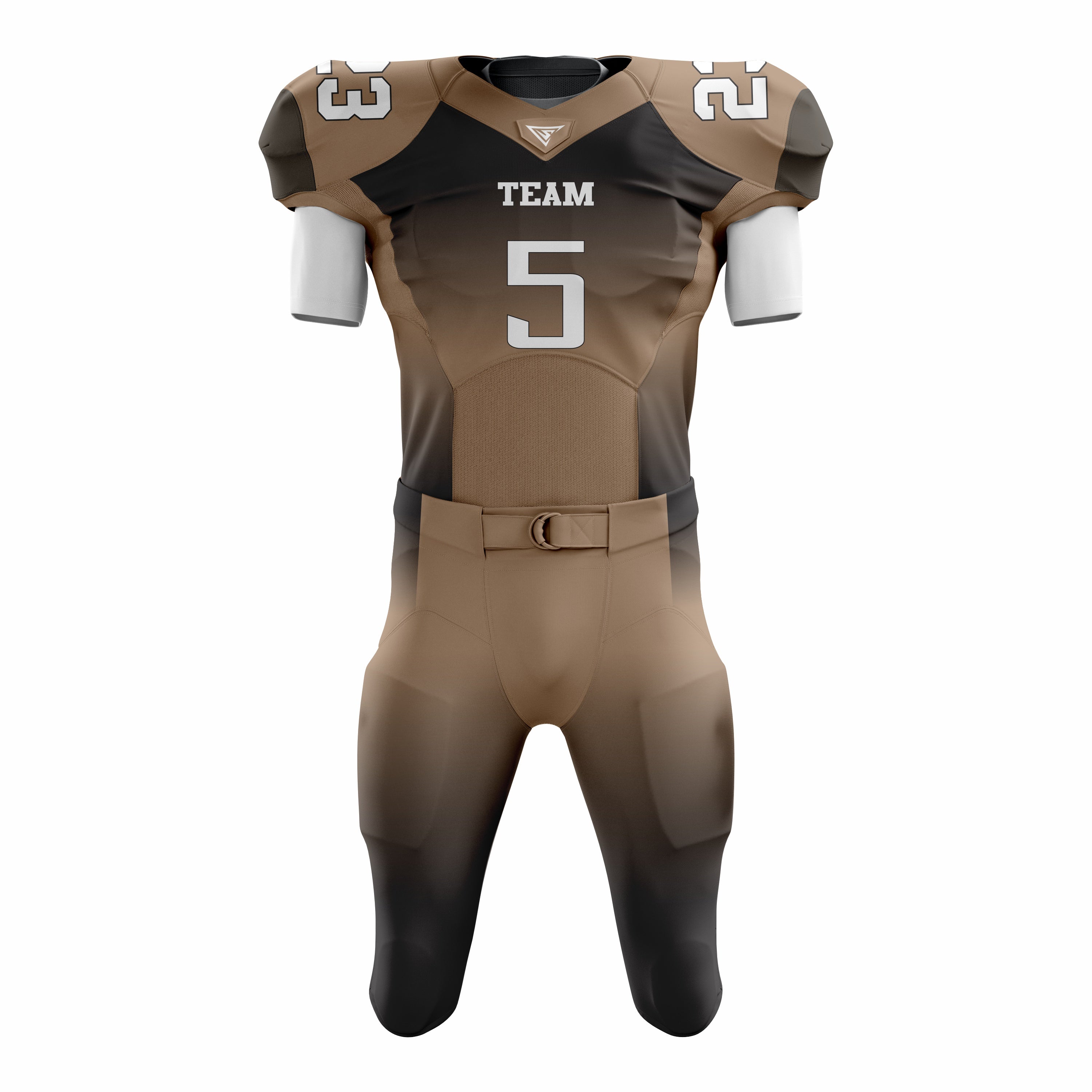 Custom Mustard Black American Football Uniforms with Integrated Pads
