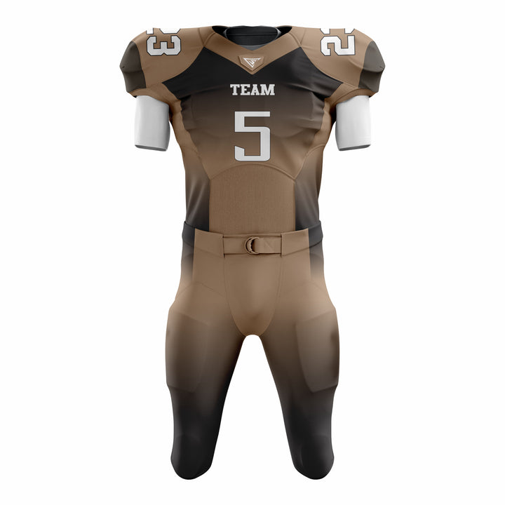 Custom Mustard Black American Football Uniforms with Integrated Pads