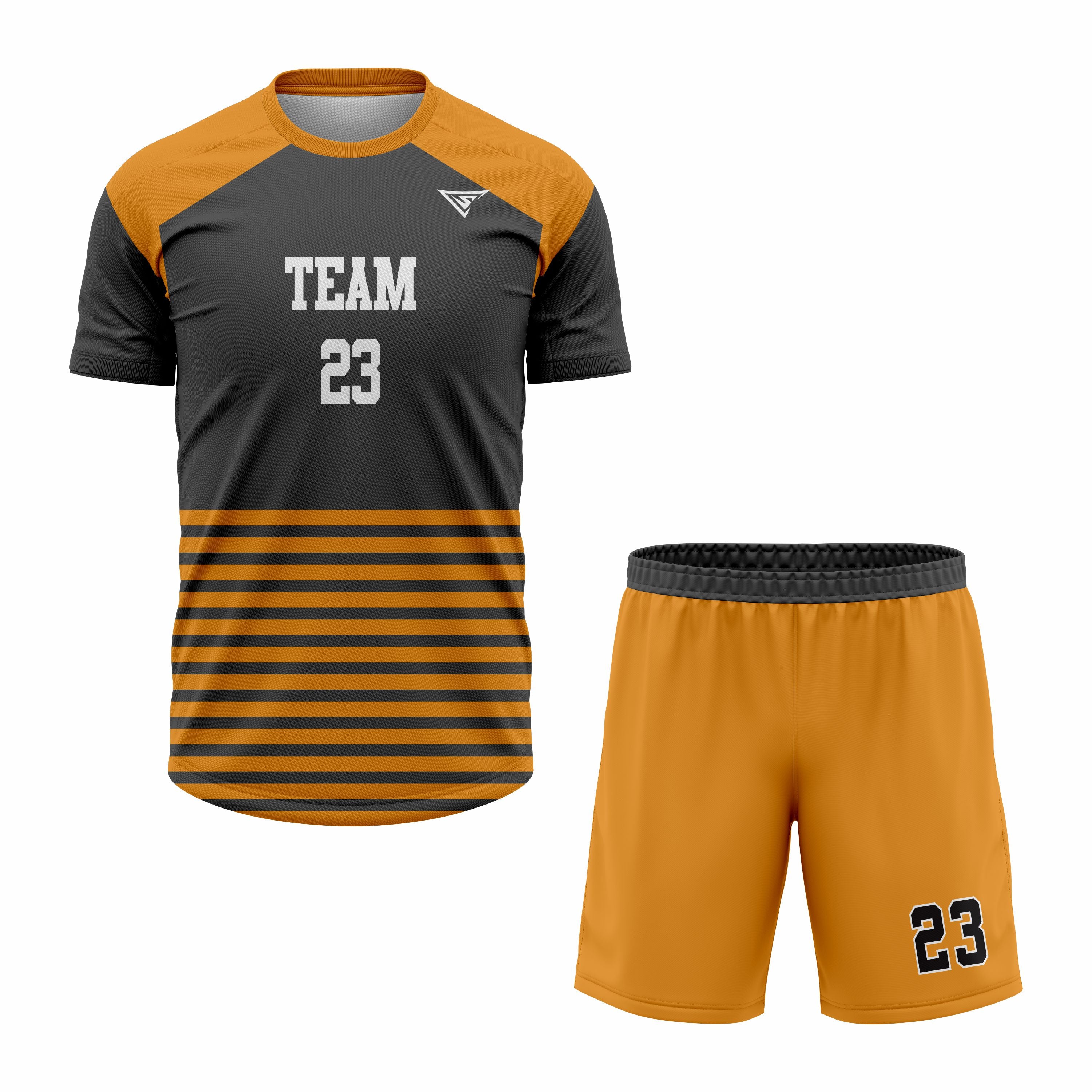 CUSTOM MUSTARD BLACK SOCCER UNIFORM