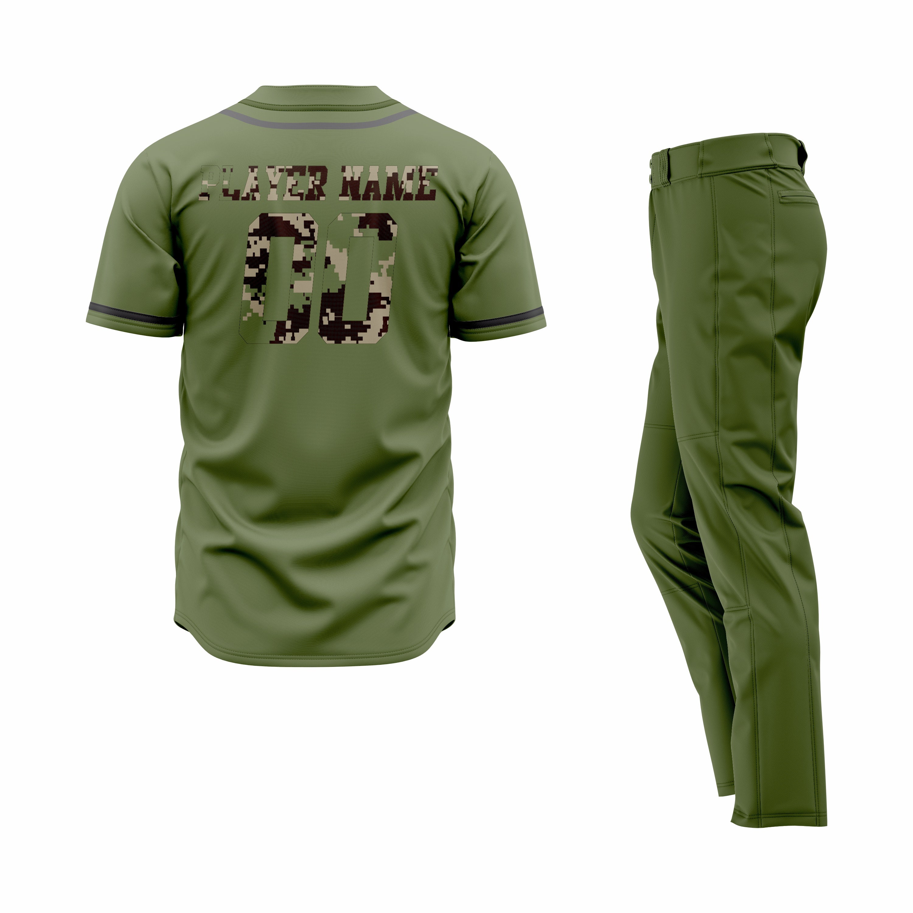 CUSTOM OLIVE BLACK BASEBALL UNIFORM