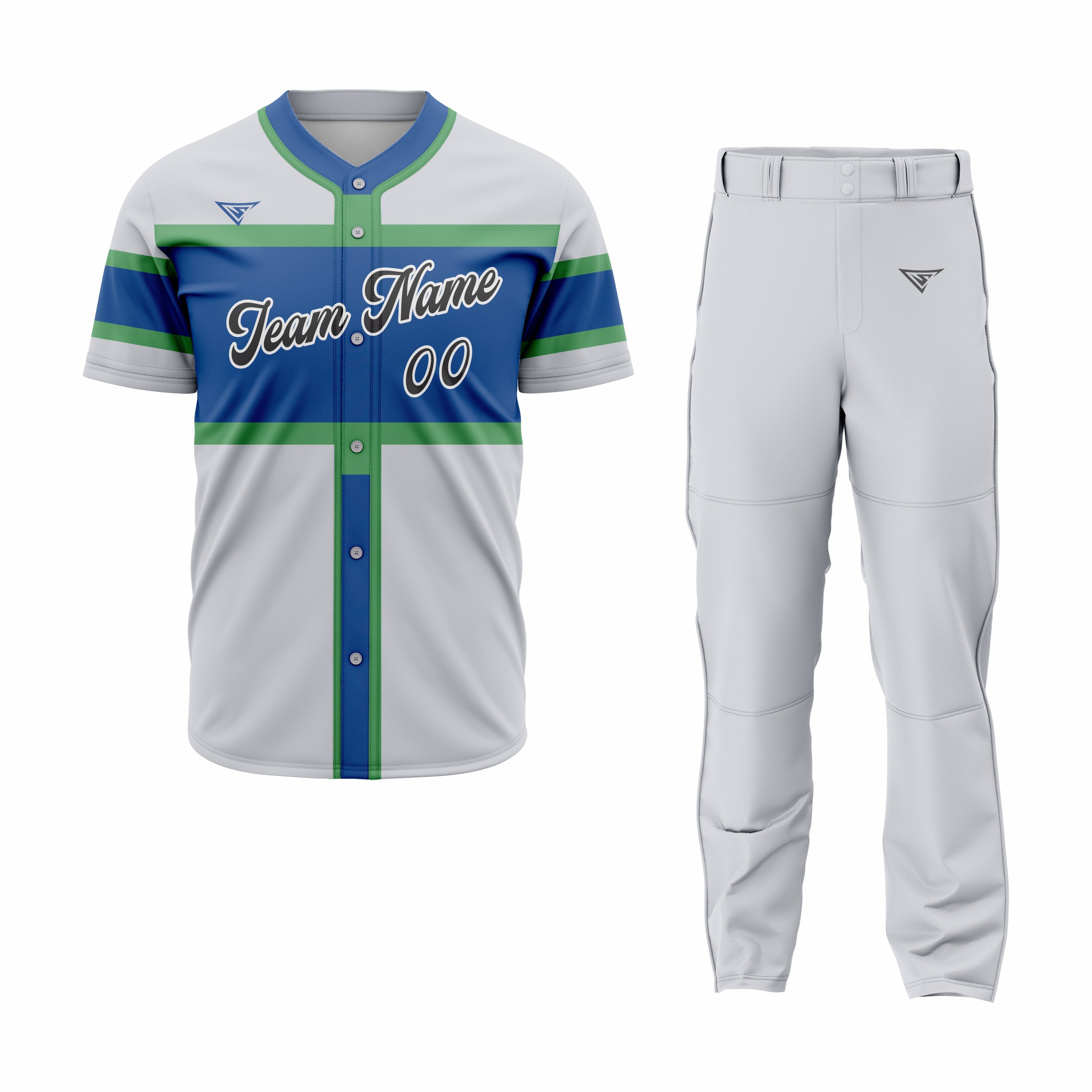 CUSTOM LIGHT GREY BLUE BASEBALL UNIFORM