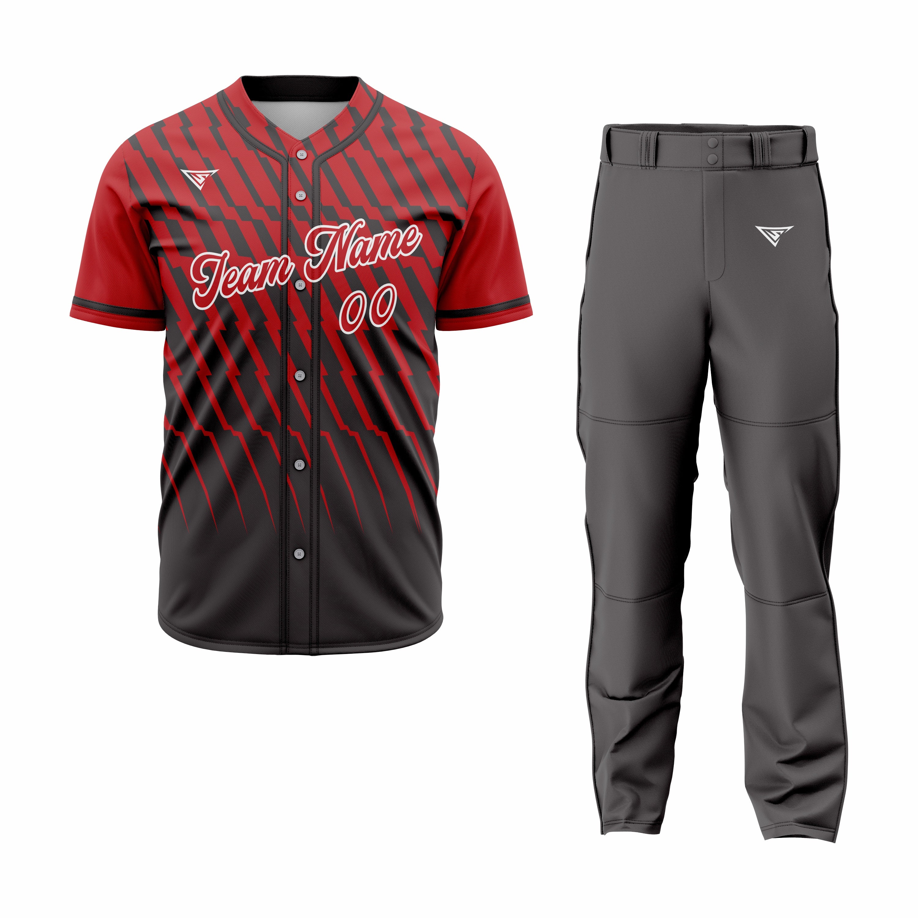 CUSTOM RED BLACK BASEBALL UNIFORM