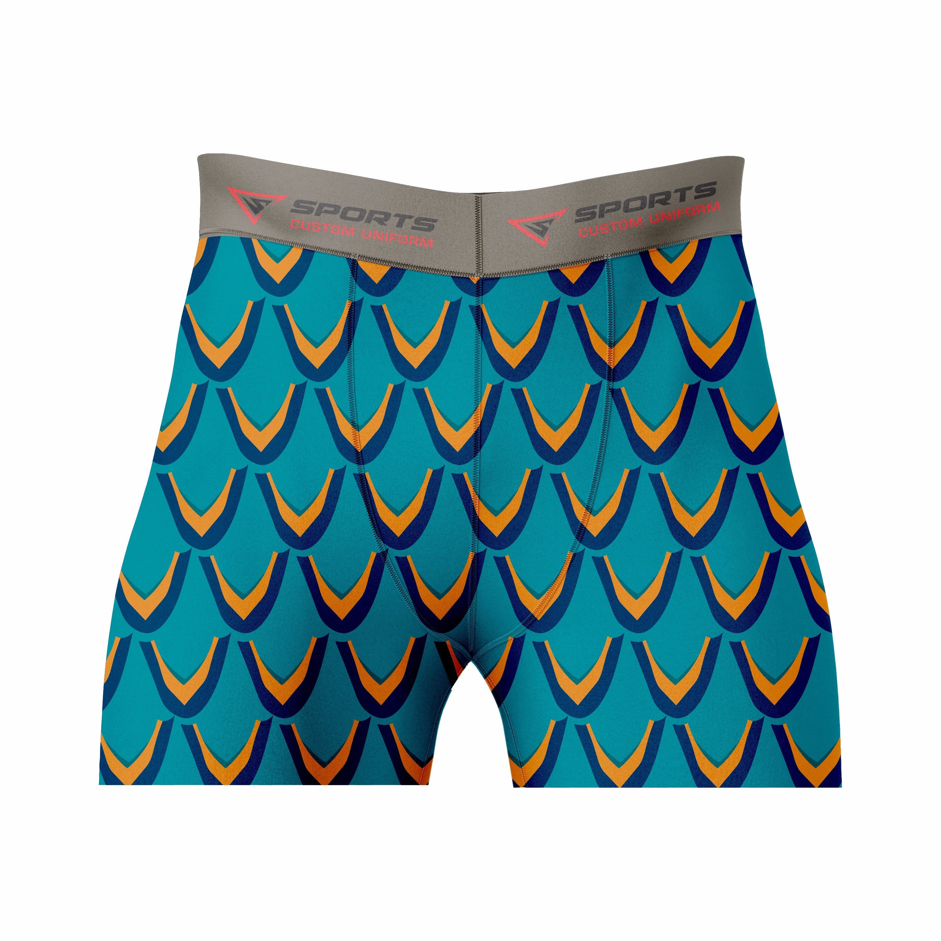 Custom Teal Yellow Gray Authentic Compression Short