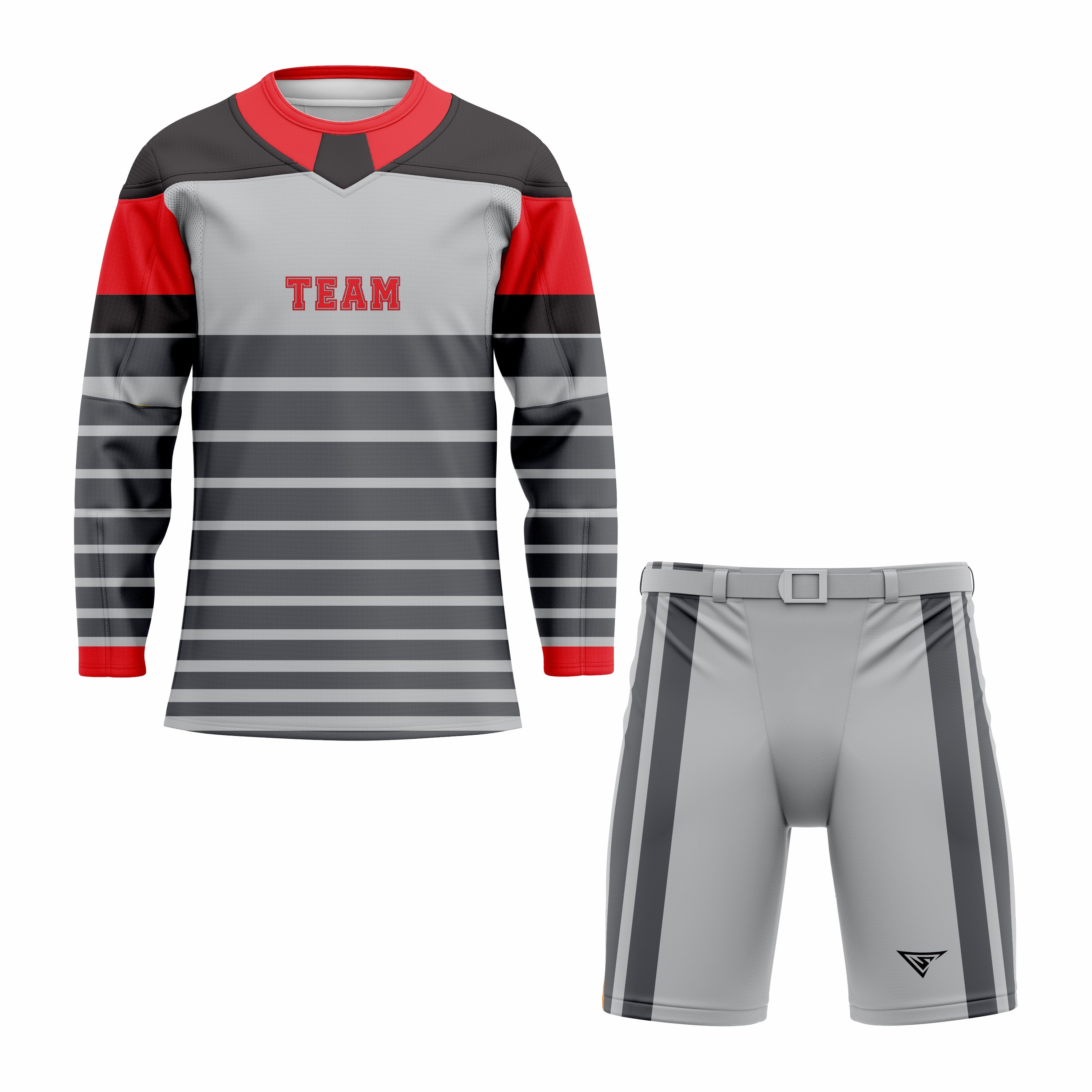 CUSTOM GREY RED HOCKEY UNIFORM
