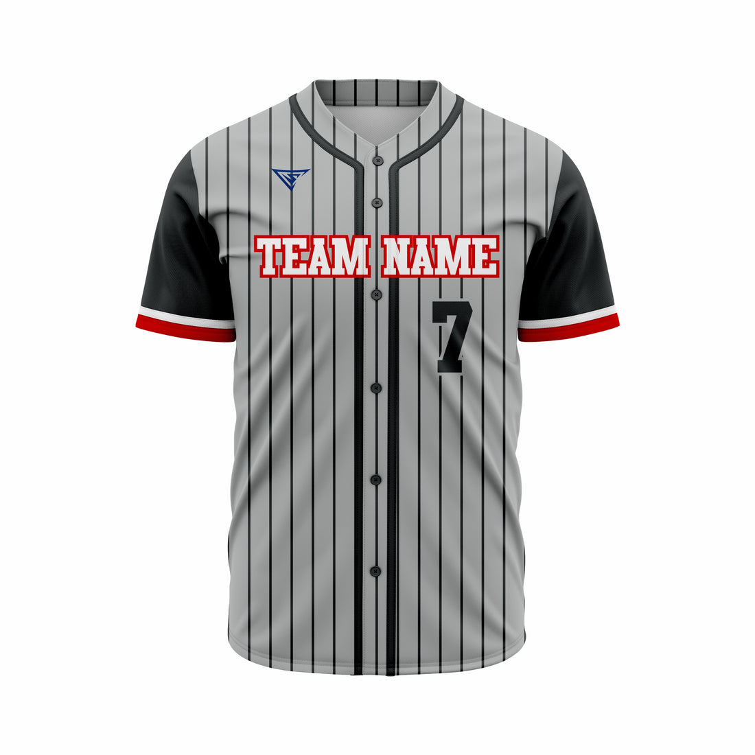 Custom Grey, Black & Red Authentic Softball full Buttons Jersey