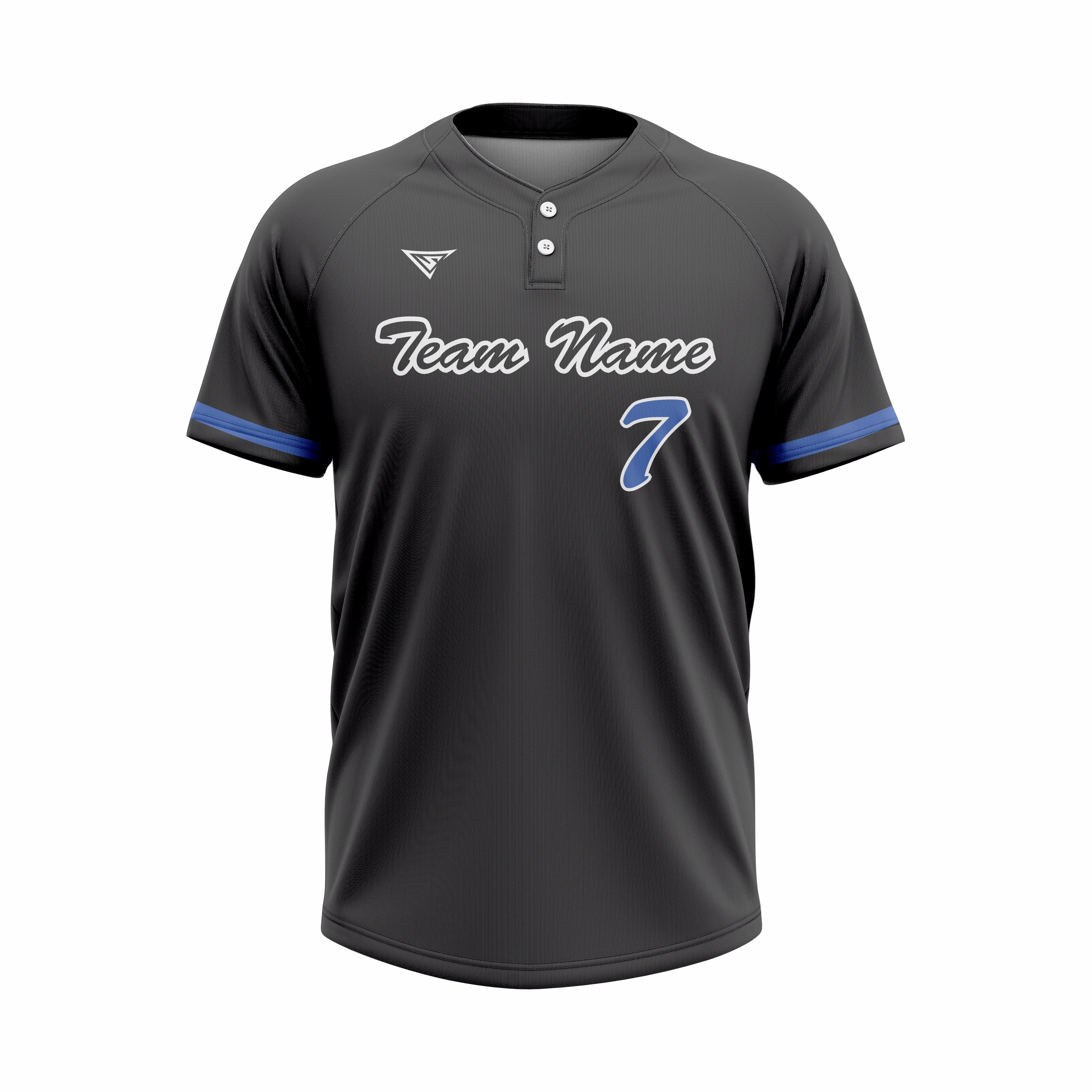 Custom Black & Blue Authentic Baseball two Buttons Jersey