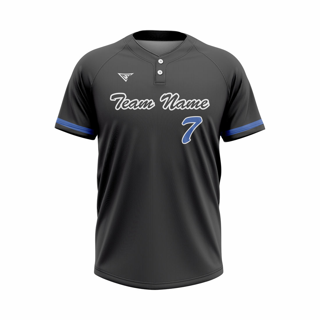 Custom Black & Blue Authentic Baseball two Buttons Jersey