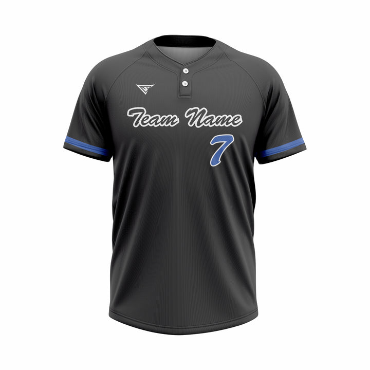 Custom Black & Blue Authentic Baseball two Buttons Jersey