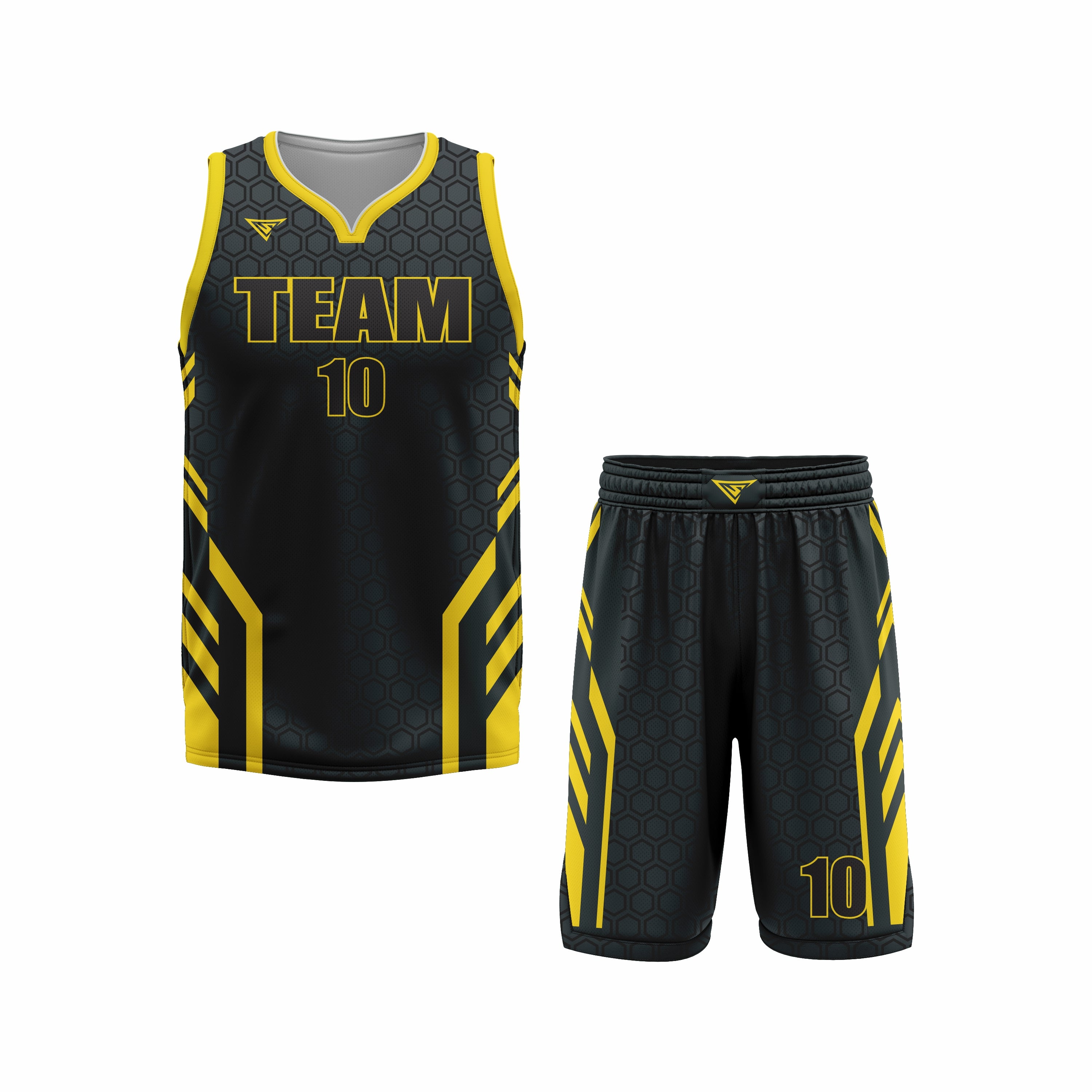 CUSTOM YELLOW BLACK BASKETBALL UNIFORM