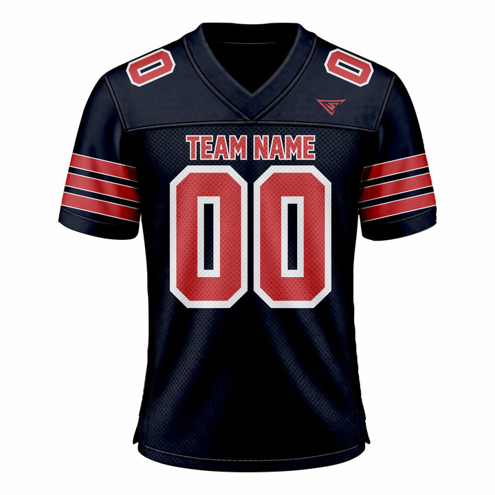 Custom Dark Blue & Red American Football Fan Jersey