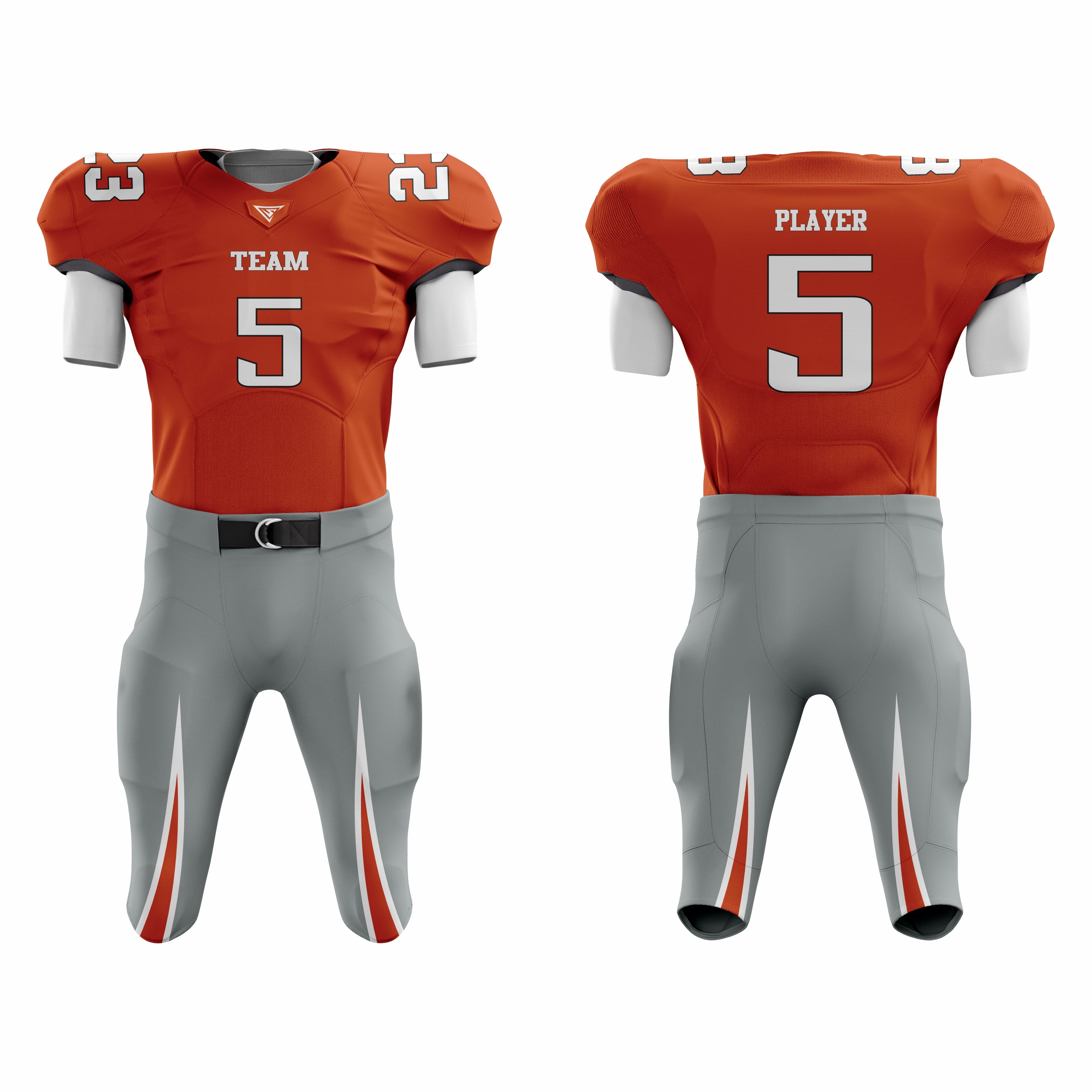 CUSTOM ORANGE GREY AMERICAN FOOTBALL UNIFORM