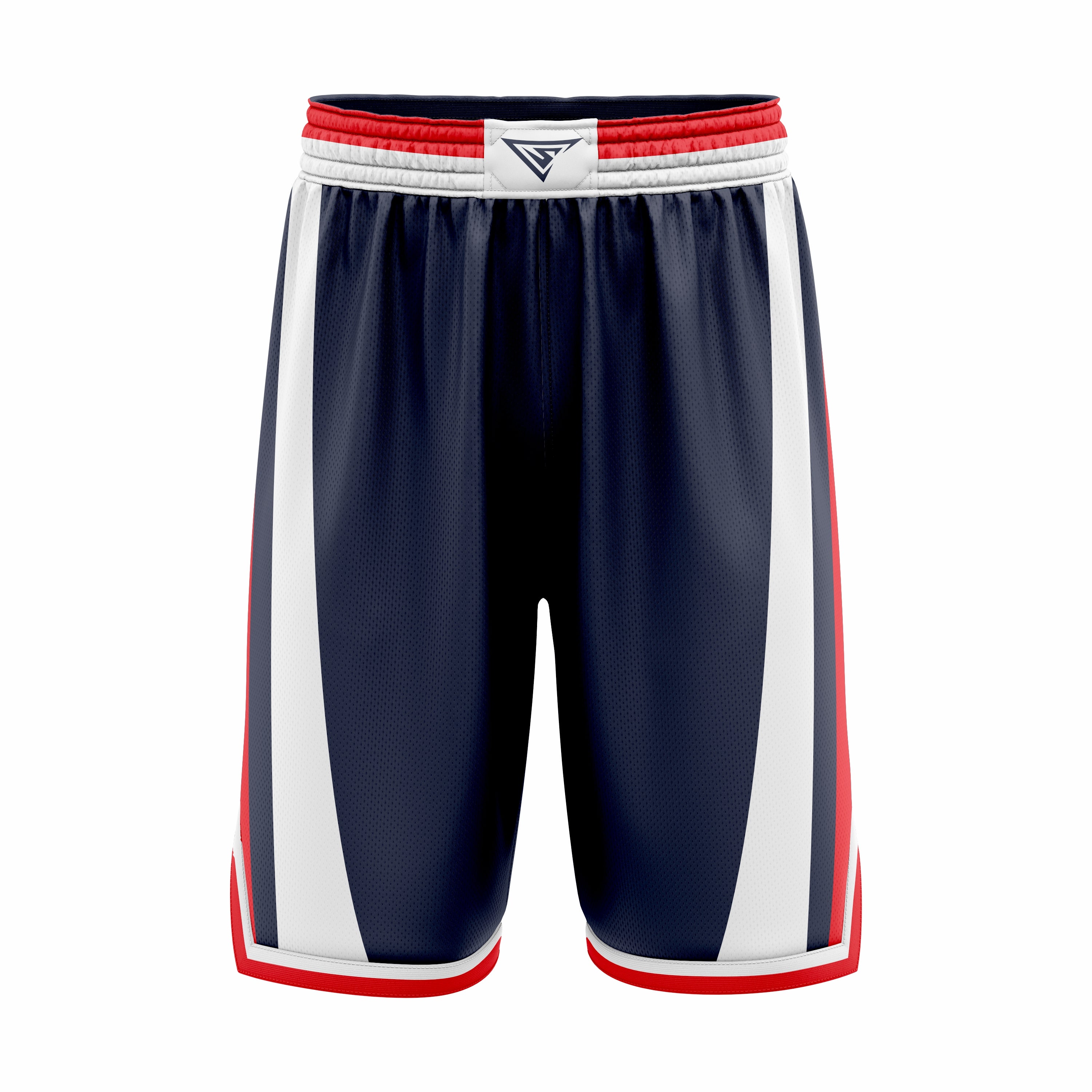 Custom White Red Navy Authentic Basketball Shorts