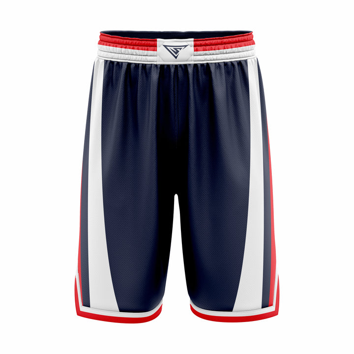 Custom White Red Navy Authentic Basketball Shorts