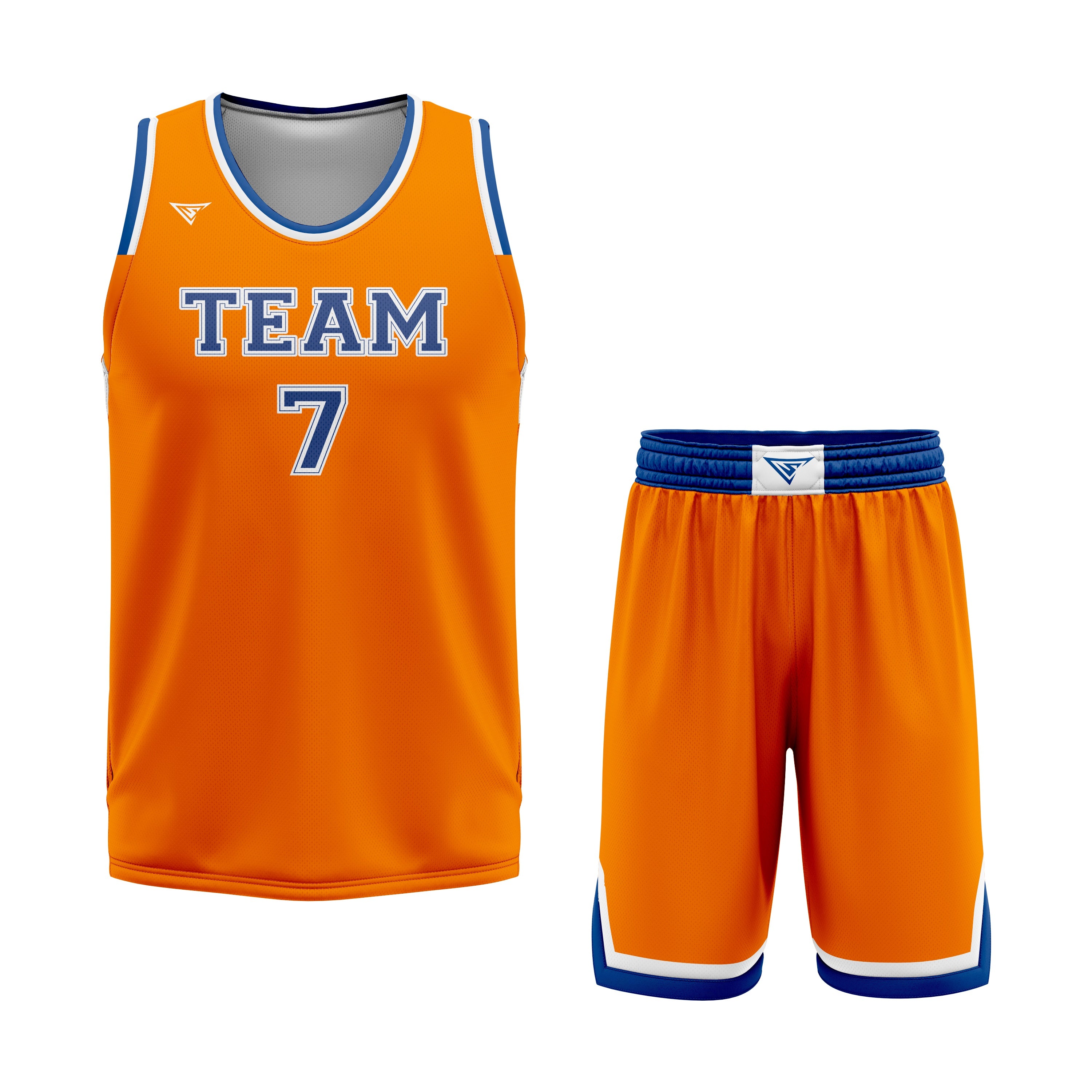 CUSTOM BLUE ORANGE BASKETBALL UNIFORM