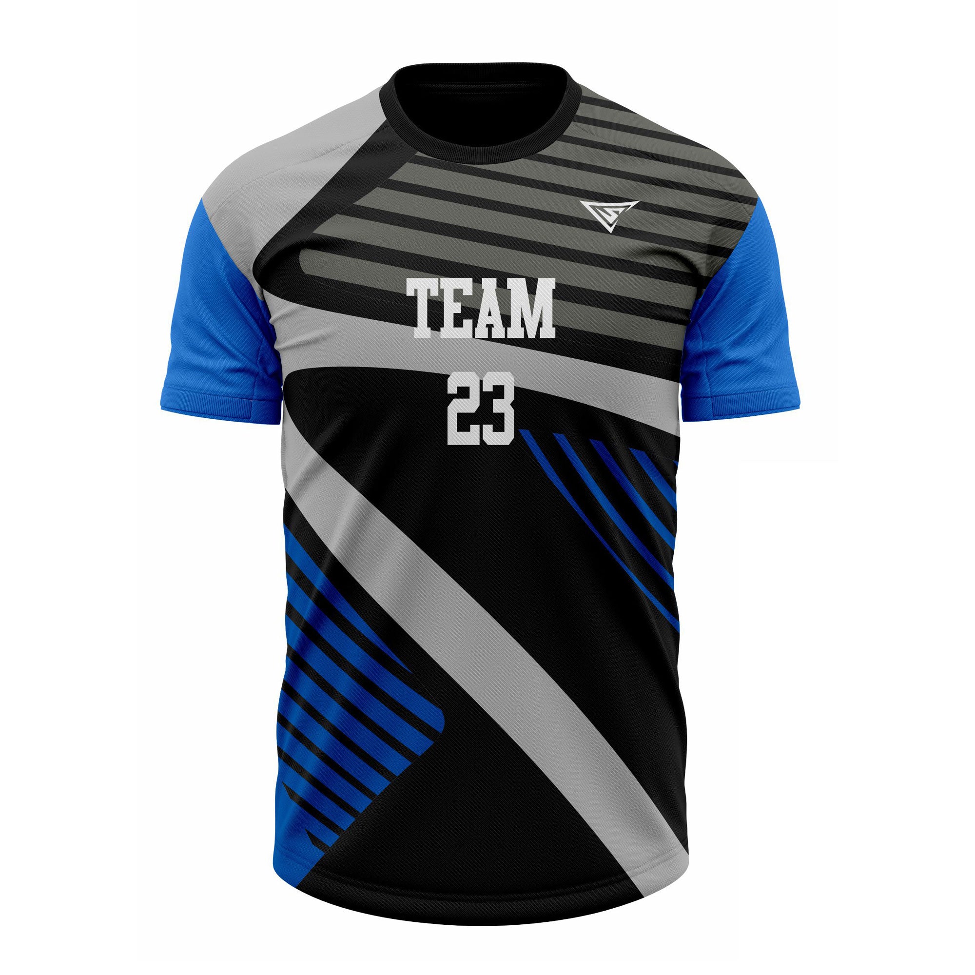 CUSTOM BLUE GREY BLACK SOCCER JERSEY