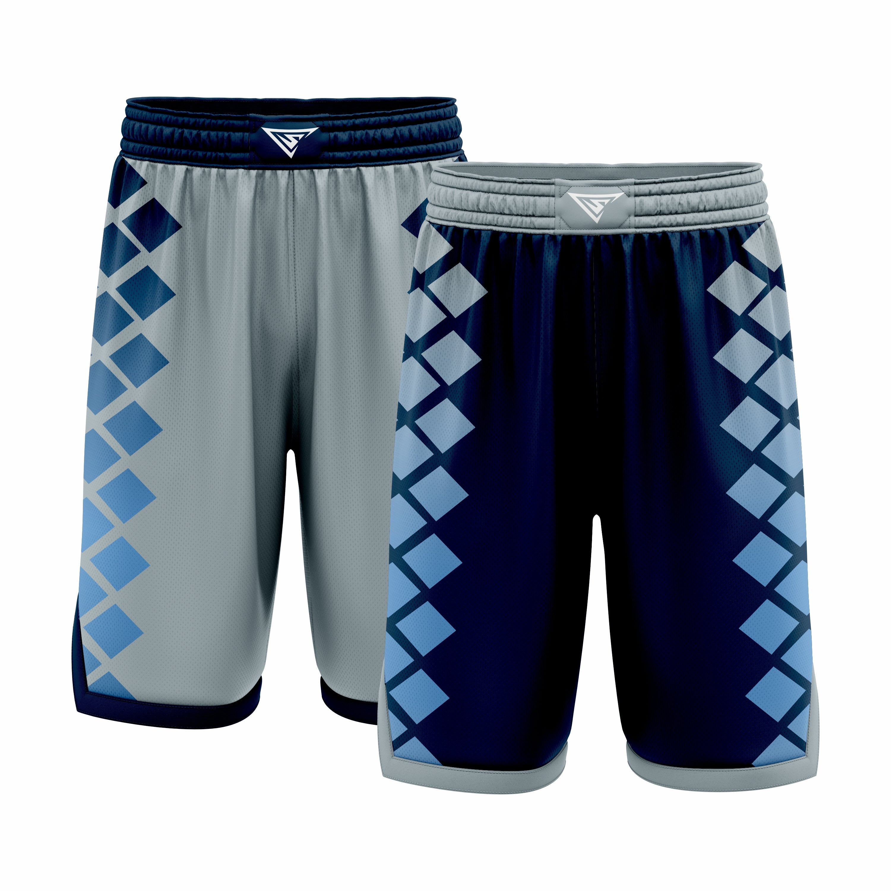 Custom Dark Blue, Teal & Cyan Reversible Double Side Sublimation Basketball Short