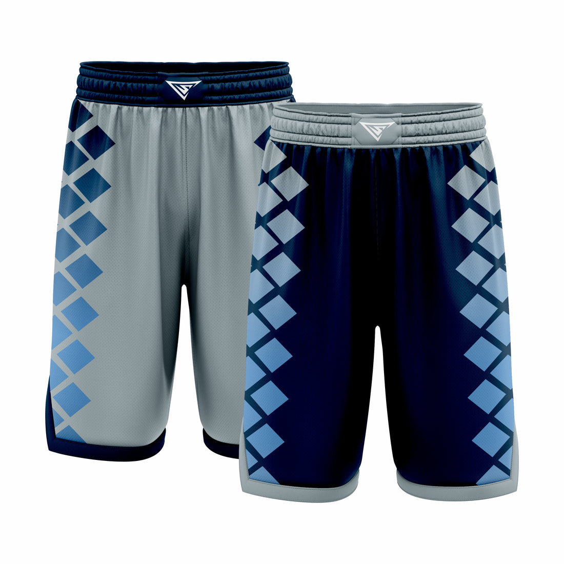 Custom Dark Blue, Teal & Cyan Reversible Double Side Sublimation Basketball Short