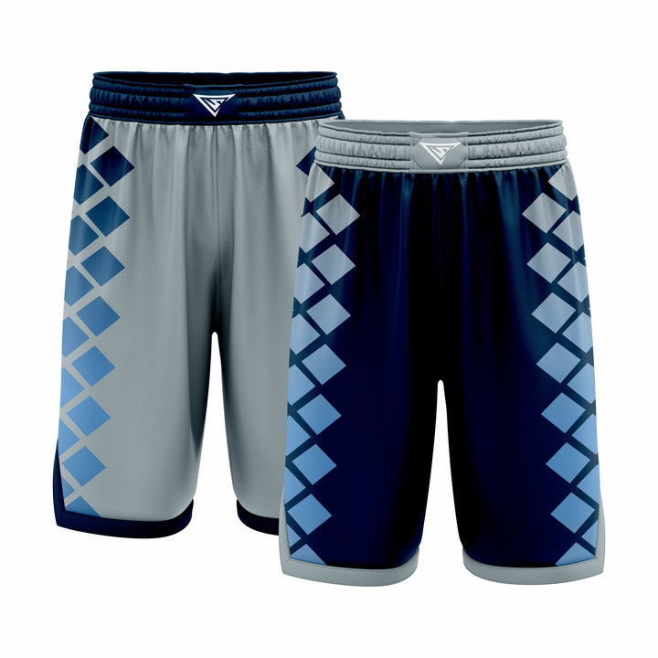 Custom Dark Blue, Teal & Cyan Reversible Double Side Sublimation Basketball Short