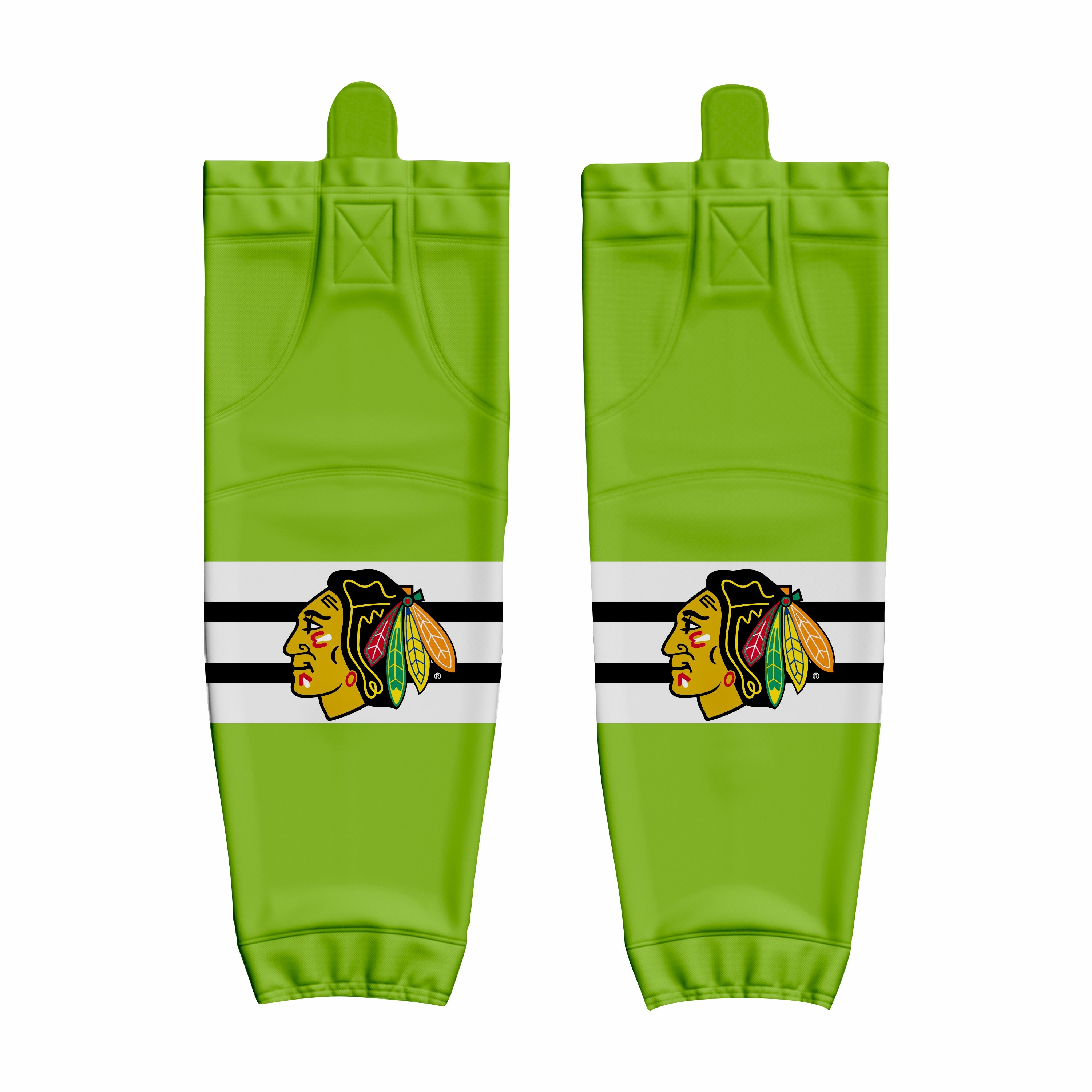 Custom Green White Hockey Socks