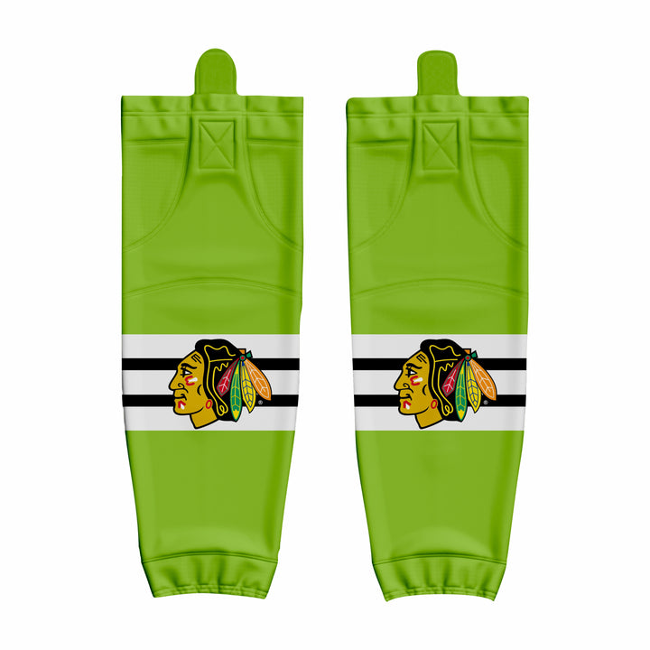 Custom Green White Hockey Socks