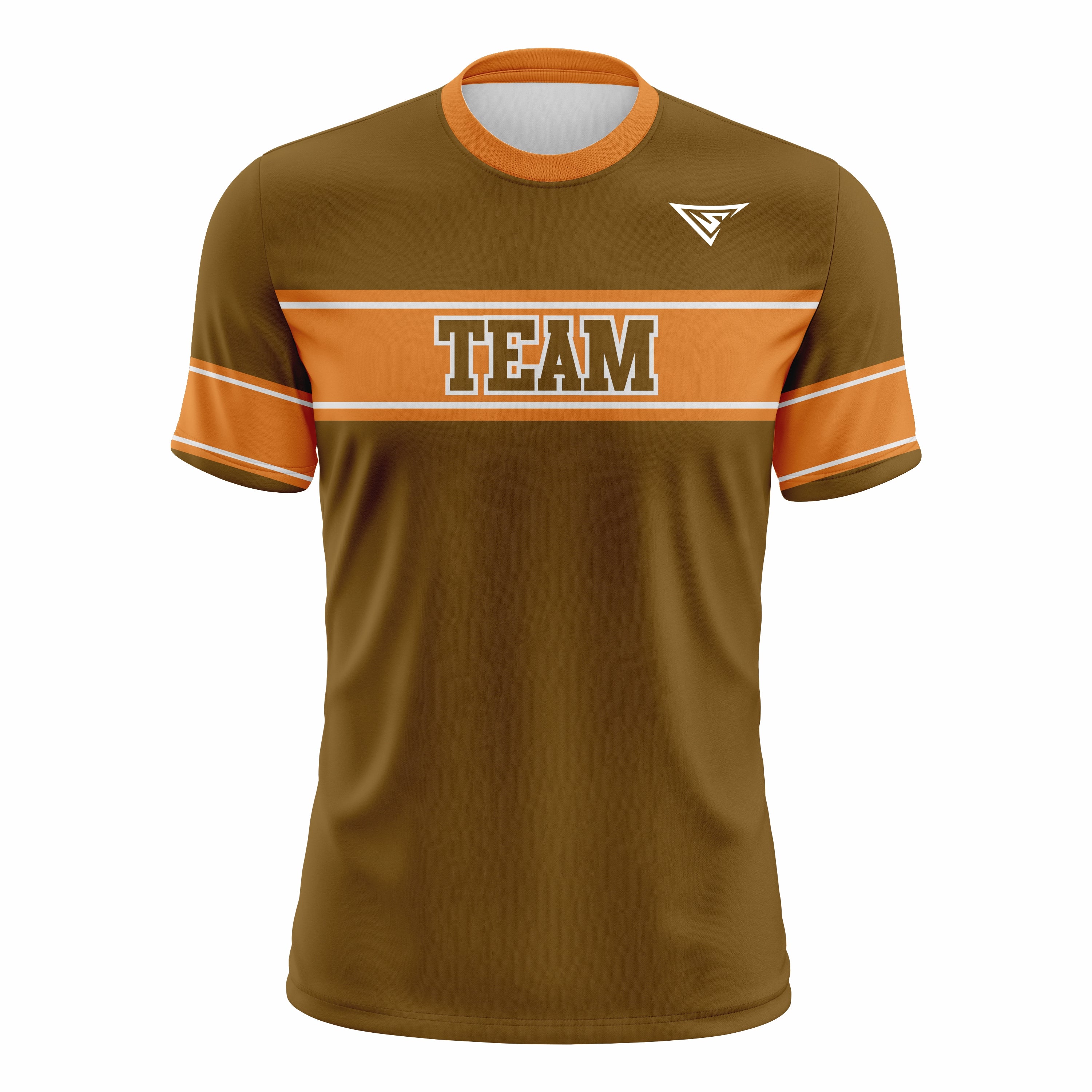 Custom Brown & Red Crew Neck Softball Jerseys