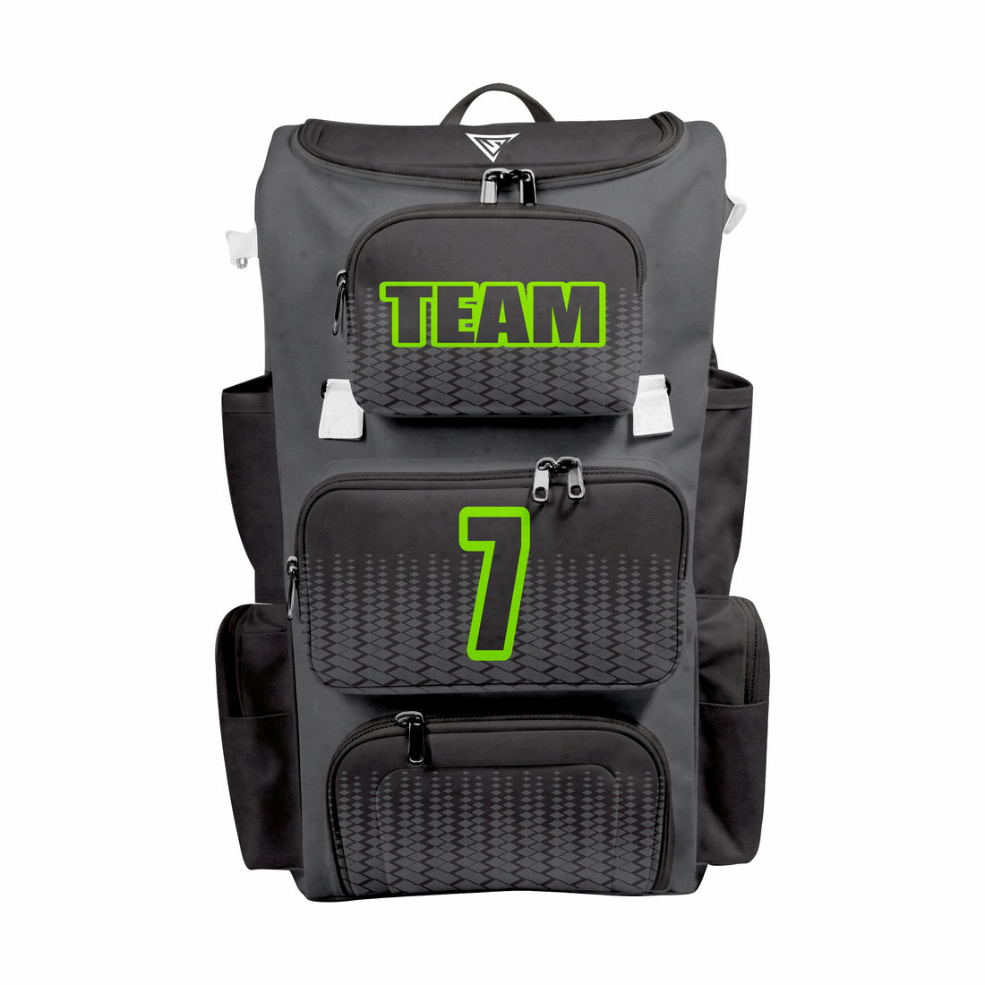 CUSTOM BLACK & GREEN ELITE BASEBALL/SOFTBALL BACKPACKS