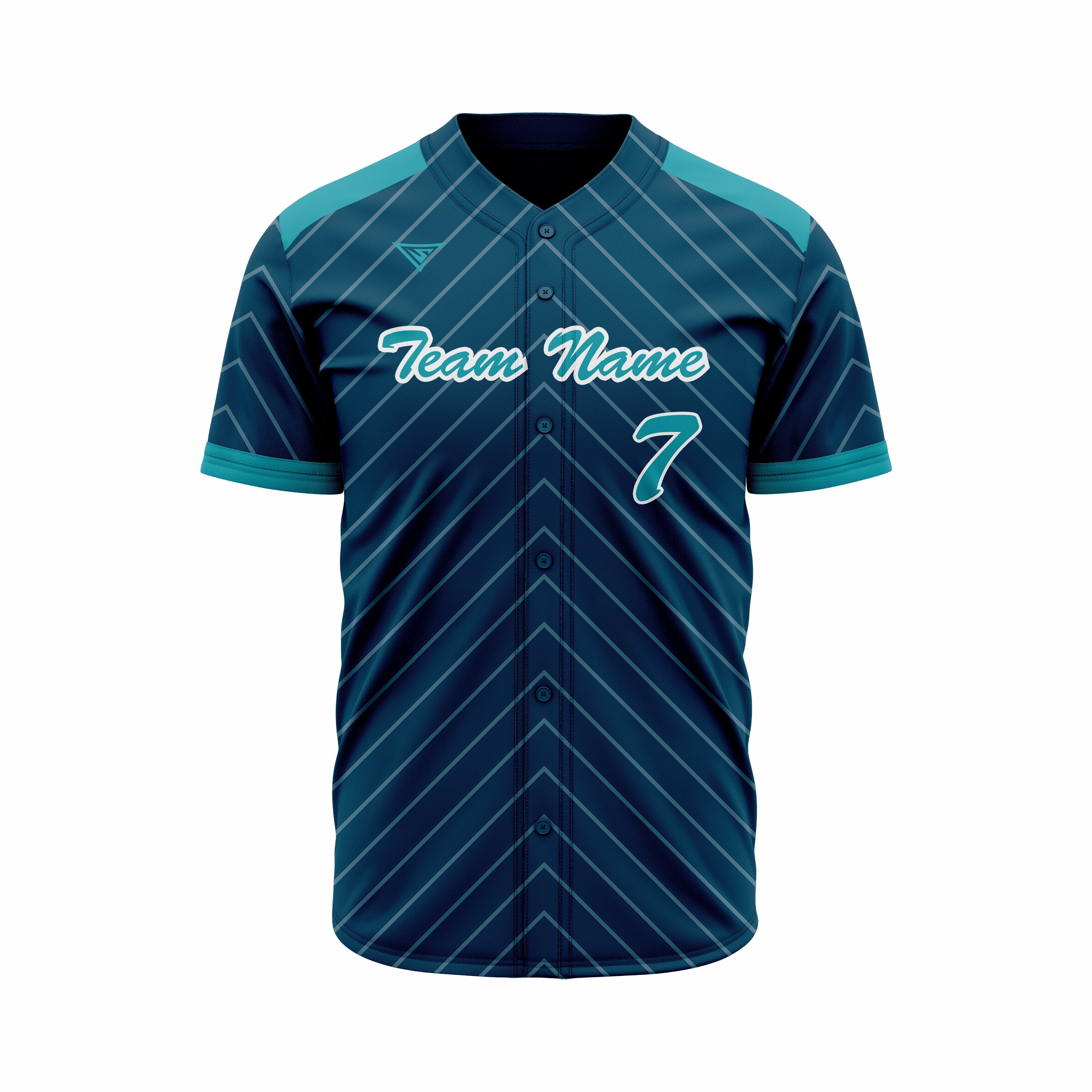 Custom Blue, Cyan & White Authentic Baseball full Buttons Jersey