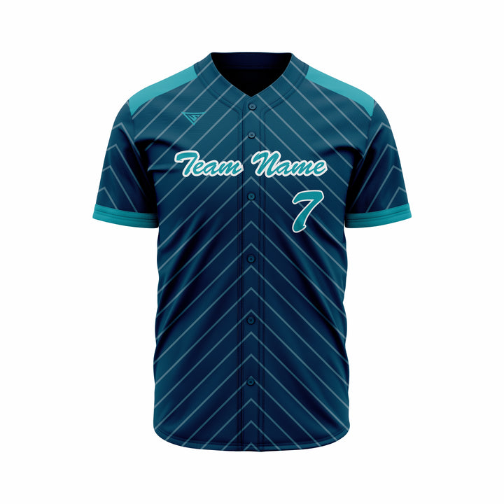 Custom Blue, Cyan & White Authentic Baseball full Buttons Jersey